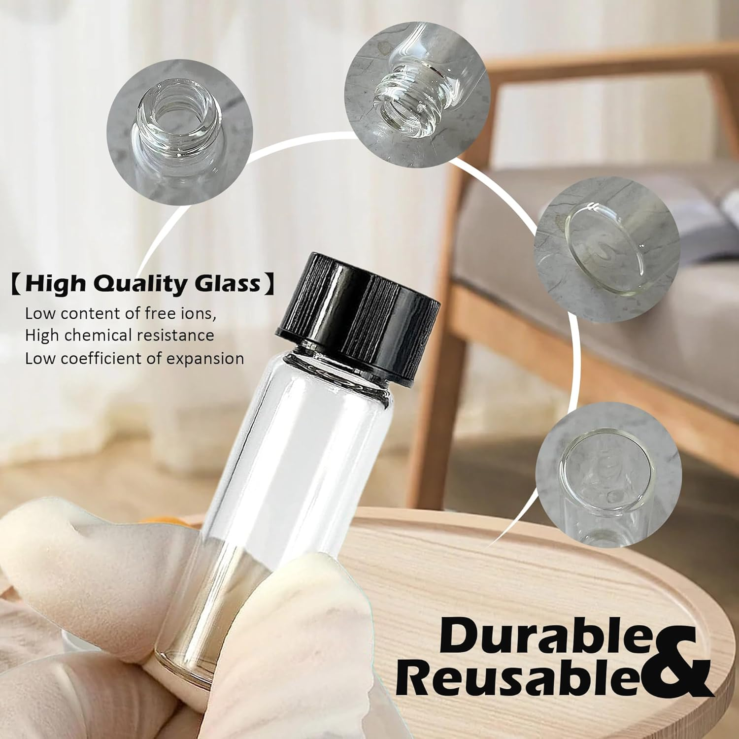 1St Choice Glass Vials, 1 Dram 4Ml, Pack of 12 - Storage Bottle with PE Gasket image number 4