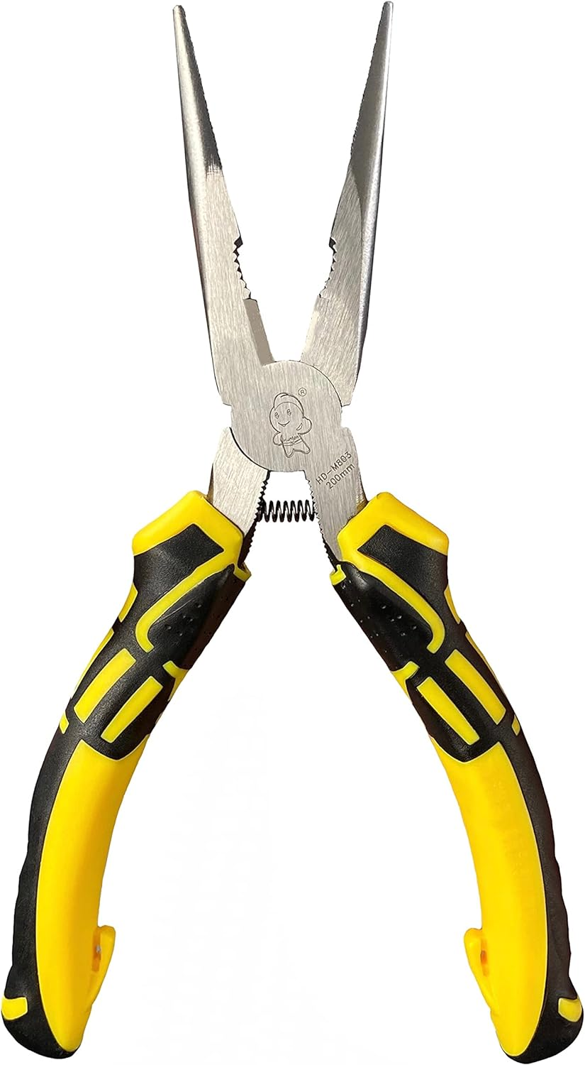 BOOSDEN 8 Inch Needle Nose Pliers with Side Cutters, Precision Long Nose Pliers with Wire Cutters, Professional Needle Nose Spring Loaded Pliers, Used for Cutting Clamping Pinching Jewelry Making image number 5