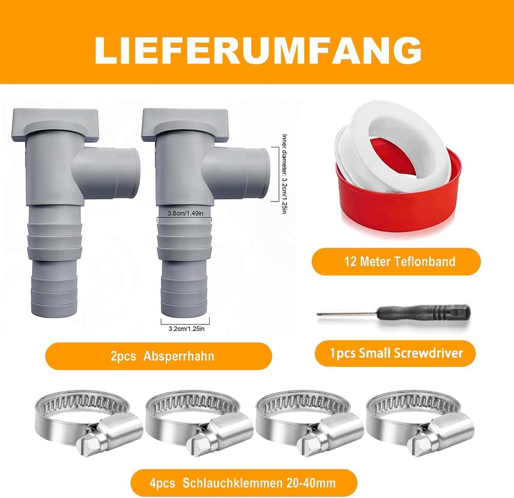 TUIBEIDAMAI Shut-Off Valve Pool 32 Mm, Pool Stopcock 32 Mm, Shut-Off Valve Pool 32 Mm to 38 Mm, Pool Connection Set 32 Mm, Pool Valve 32 Mm, Pool Maintenance Accessories for above Ground Pool and Pool Pump Maintenance image number 2