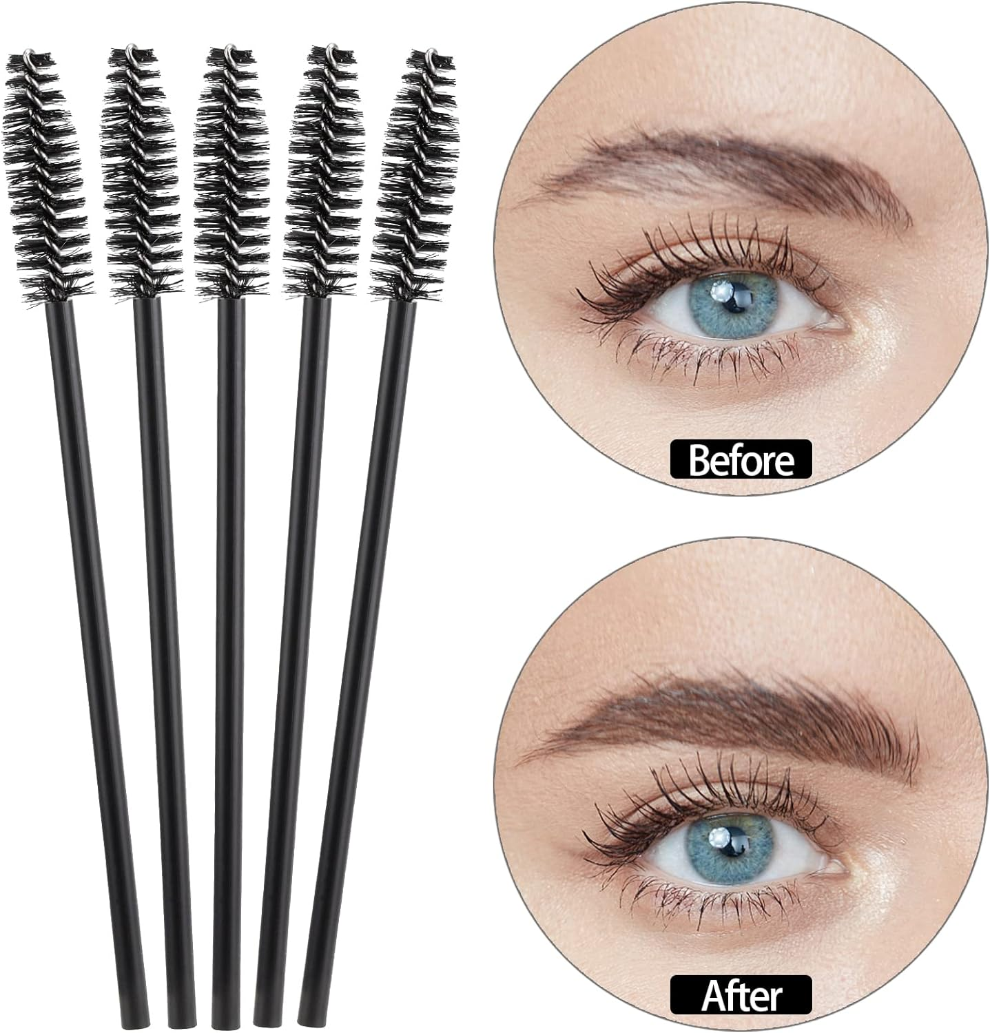 Tbestmax 500 Disposable Mascara Wands, Black Eyelash Brush Spoolies for Eyebrow Eye Lash Extension image number 5