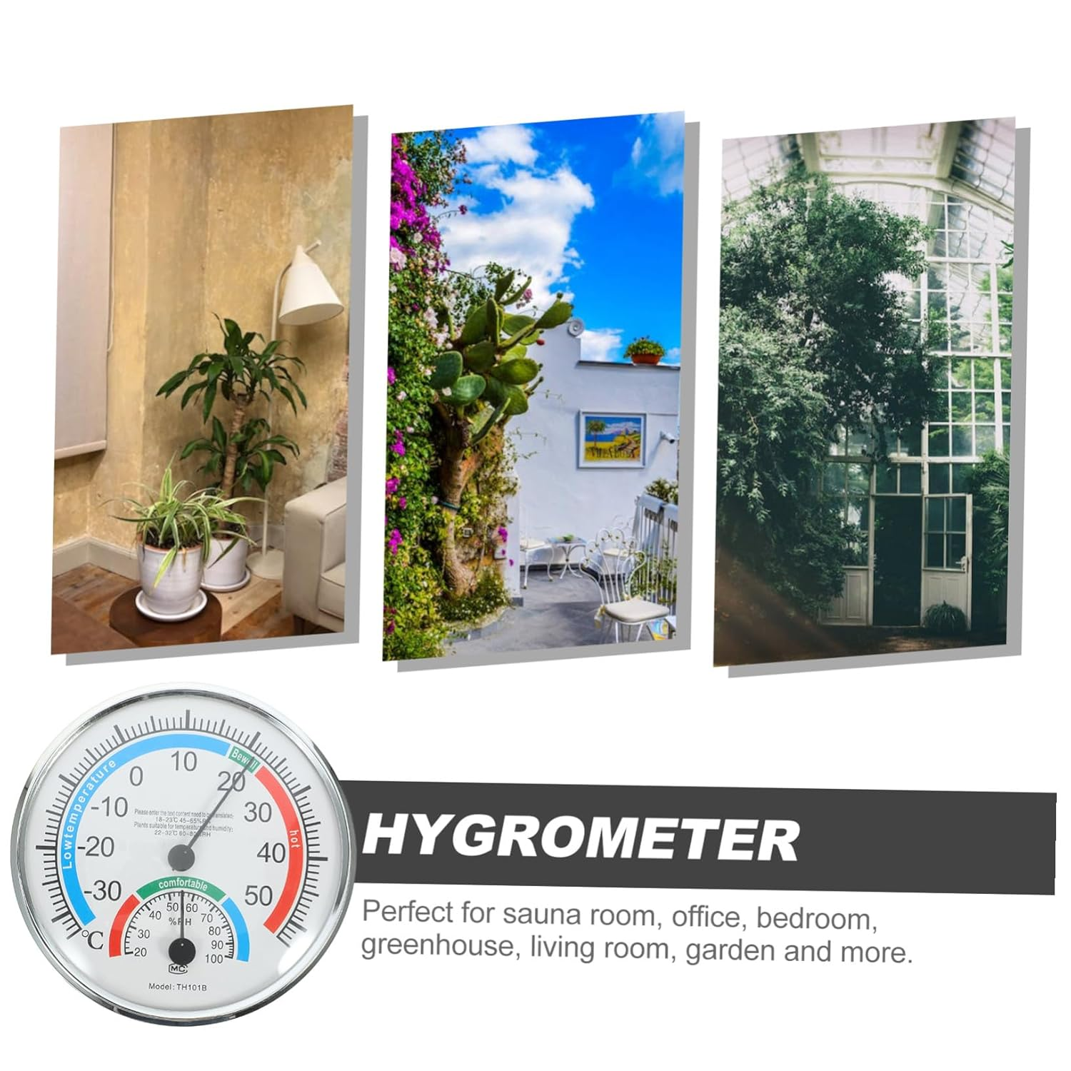 Accurate Indoor Outdoor Hygrometer Thermometer Wall-Mounted Temperature Humidity Gauge for Garden Home Office Abs image number 4