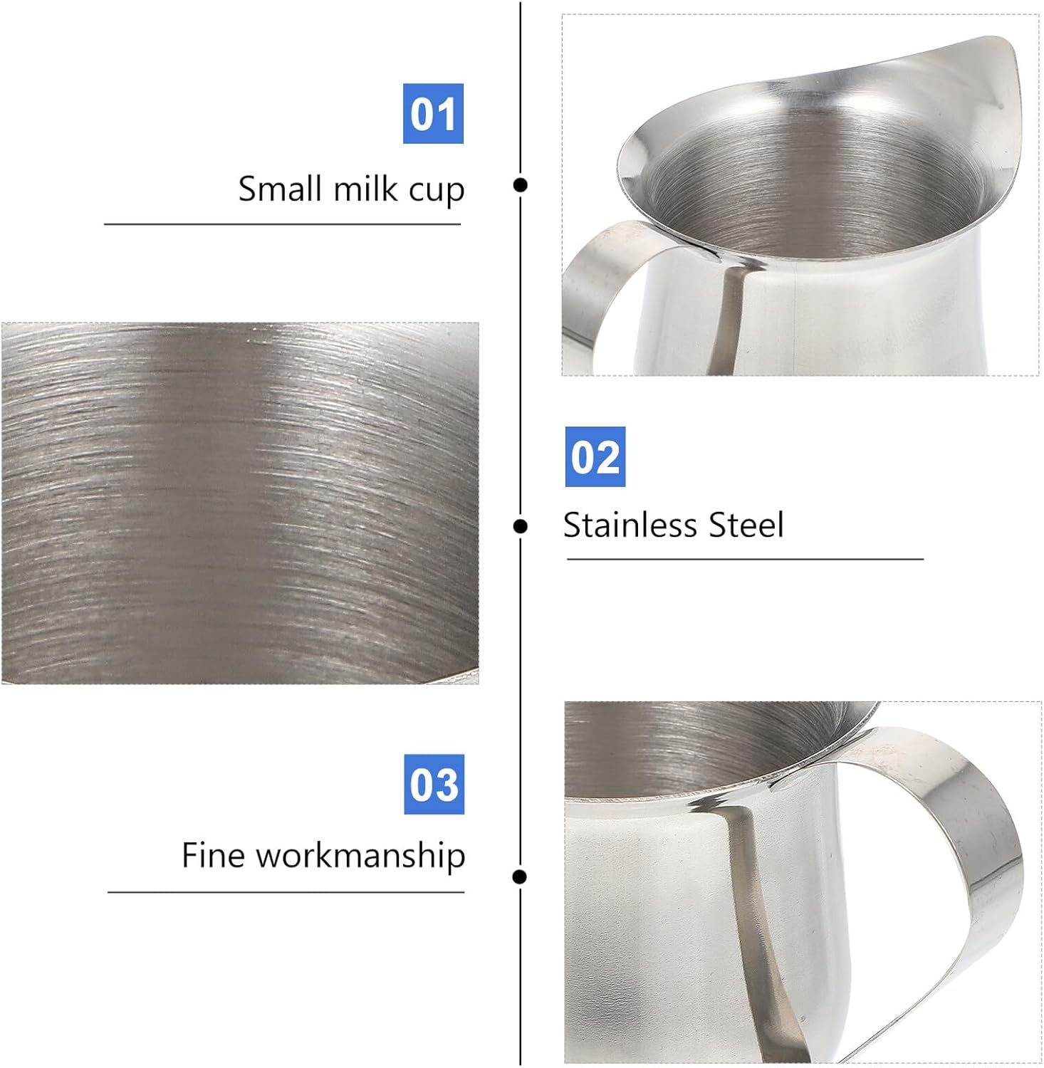 Toyvian Stainless Steel Milk Frothing Pitcher 60Ml (2Oz) Multi-Functional Cream Frothing Cup for Coffee Espresso Home Cafe Use image number 4