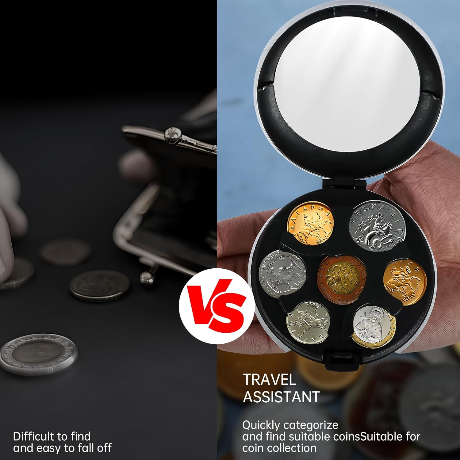 2Pcs Japanese Yen Coin Holders, Space Saving Charge Organizer and Storage with 7 Slots and Mirror, Portable Pocket Charge Organizer, 3.3&times;1.18 Inch Car Charge Holder for Women Men Collectors image number 5