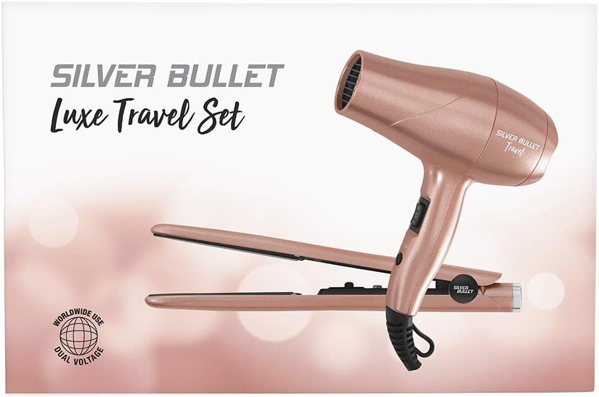 Silver Bullet Luxe Travel Set 2200W Hair Dryer & Straightener, Rose Gold image number 3