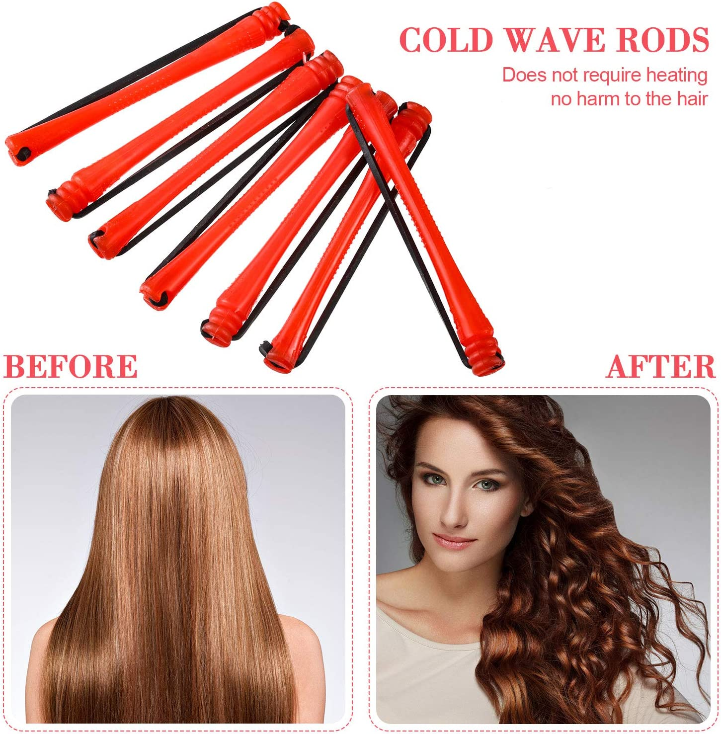 WILLBOND 60 Pcs Perm Rods for Short Long Hair Plastic Cold Wave Perming Curlers Small Hair Curling Rollers with Steel Pintail Rat Tail Kit for Women Hairdressing Styling Supplies(0.2 Inch,Red) - Red image number 6