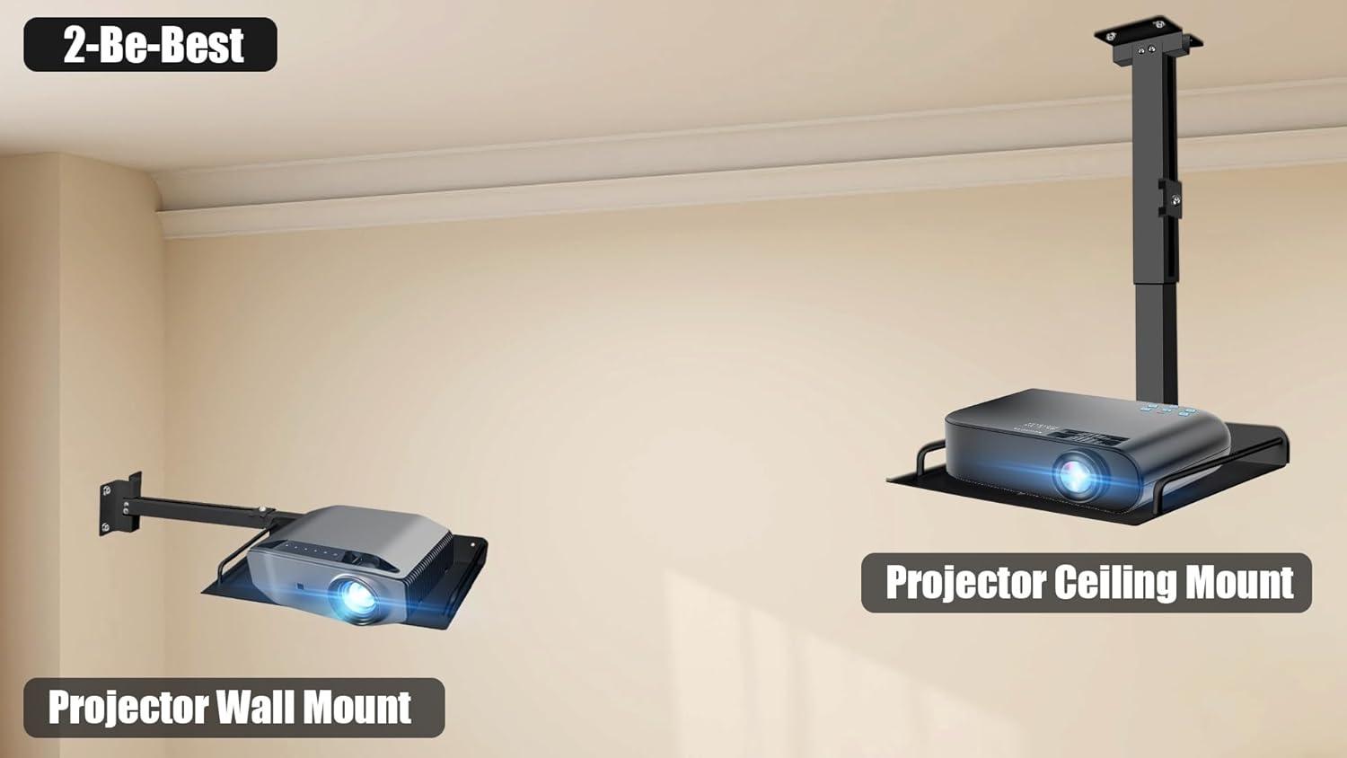 2-Be-Best Projector Mount Universal Ceiling Mount with Tray, 11.8IN-20.5IN / 30CM-52CM Height Adjustable Projector Ceiling Mount Extending Projector Shelf Ceiling Tray Mount Black Upgraded image number 2