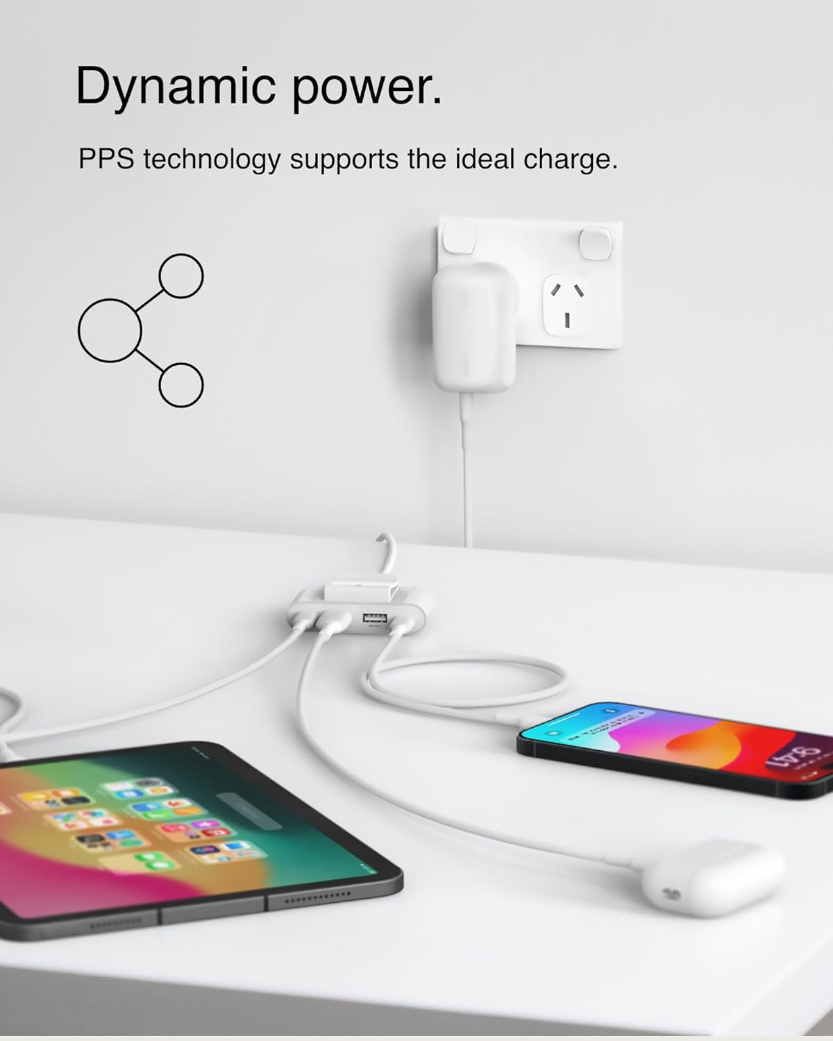 Belkin Boostcharge 42W Dual Port Wall Charger, USB-C, USB-A Charger Fast Charging for Iphone 16/15/14/13 Series, Galaxy S23 Ultra, Ipad, Airpods & More - White image number 3