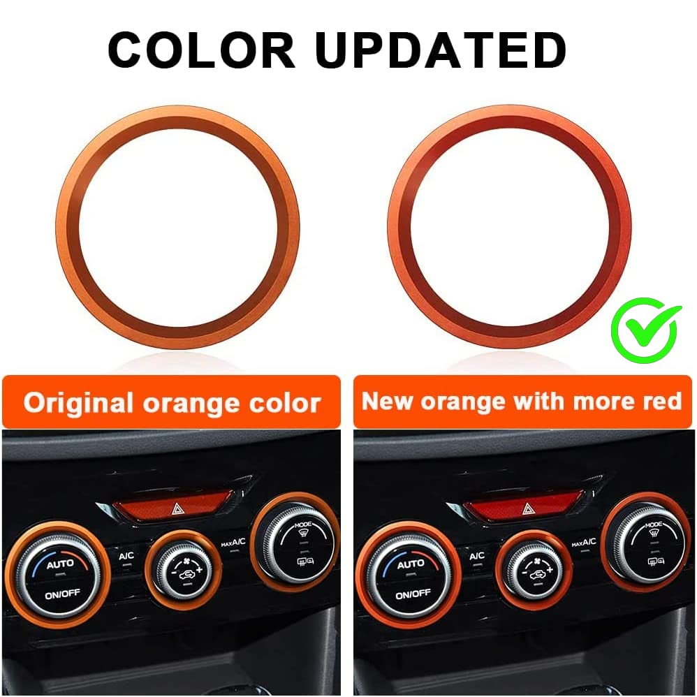Auovo AC Climate Control Knob Outer Ring Covers Accessories for Forester 2019-2022 Crosstrek 2018-2022 Impreza 2017-2022 Interior for Car Air Condition Switch Volume Control Trim (Orange) image number 1
