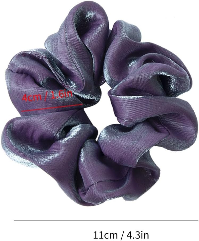 Pack of 3 Women'S Satin Hair Bands Hair Rings Elastic Hair Rope Hair Accessories Ponytail Holder Scrunchies Headwear for Girls Women Daily Wear, Champagne