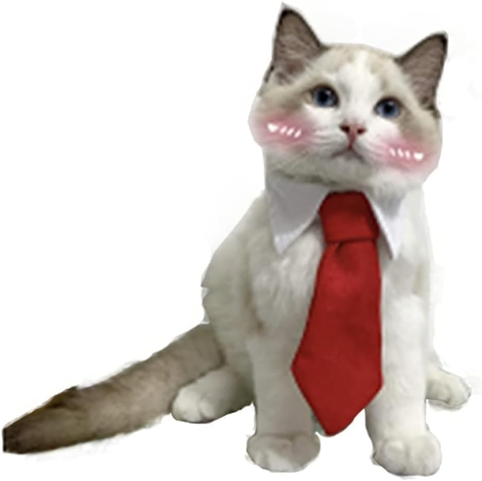 Dog Bow Tie, Gofunway Cat Formal Dog Wedding Attire White Puppy Collar Adjustable White Dog Tuxedo Collar with Black Dogs Neckties Pet Tuxedo Costume for Cats (Red, Small) image number 3
