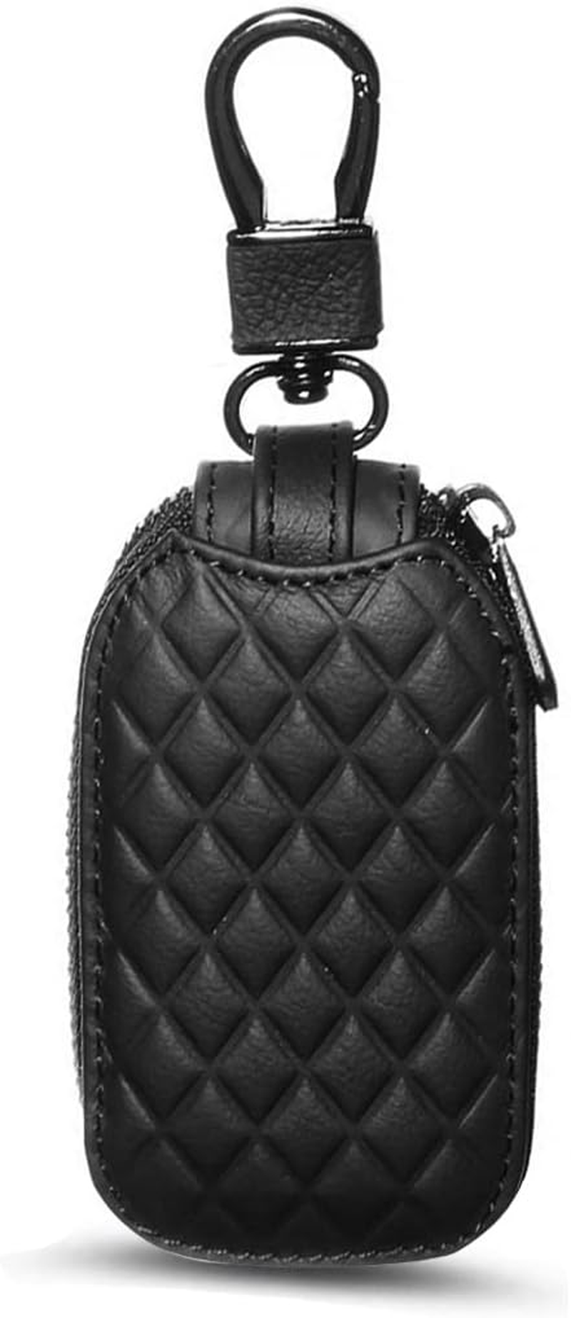 BELOMI Car Key Case, Genuine Leather Remote Key Fob Cover, Keychain Holder with Metal Hook, Universal Vehicle Keyring Zipper Bag (Coffee)