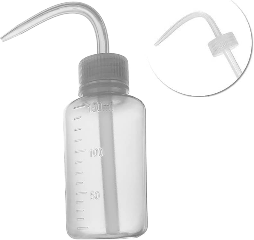 APUXON Wash Bottle 2Pcs 150Ml 5Oz Narrow Mouth Squeeze No Spill Bend Mouth Watering Cans for Medical Lab - Plastic Safety image number 2