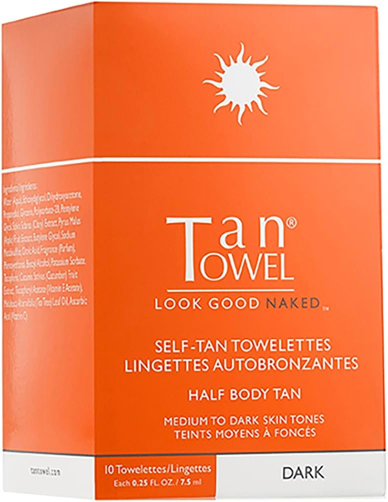 Tantowel Half Body Tan Towelettes - 10 Pack, Dark, 10 Count (Pack of 1) image number 2