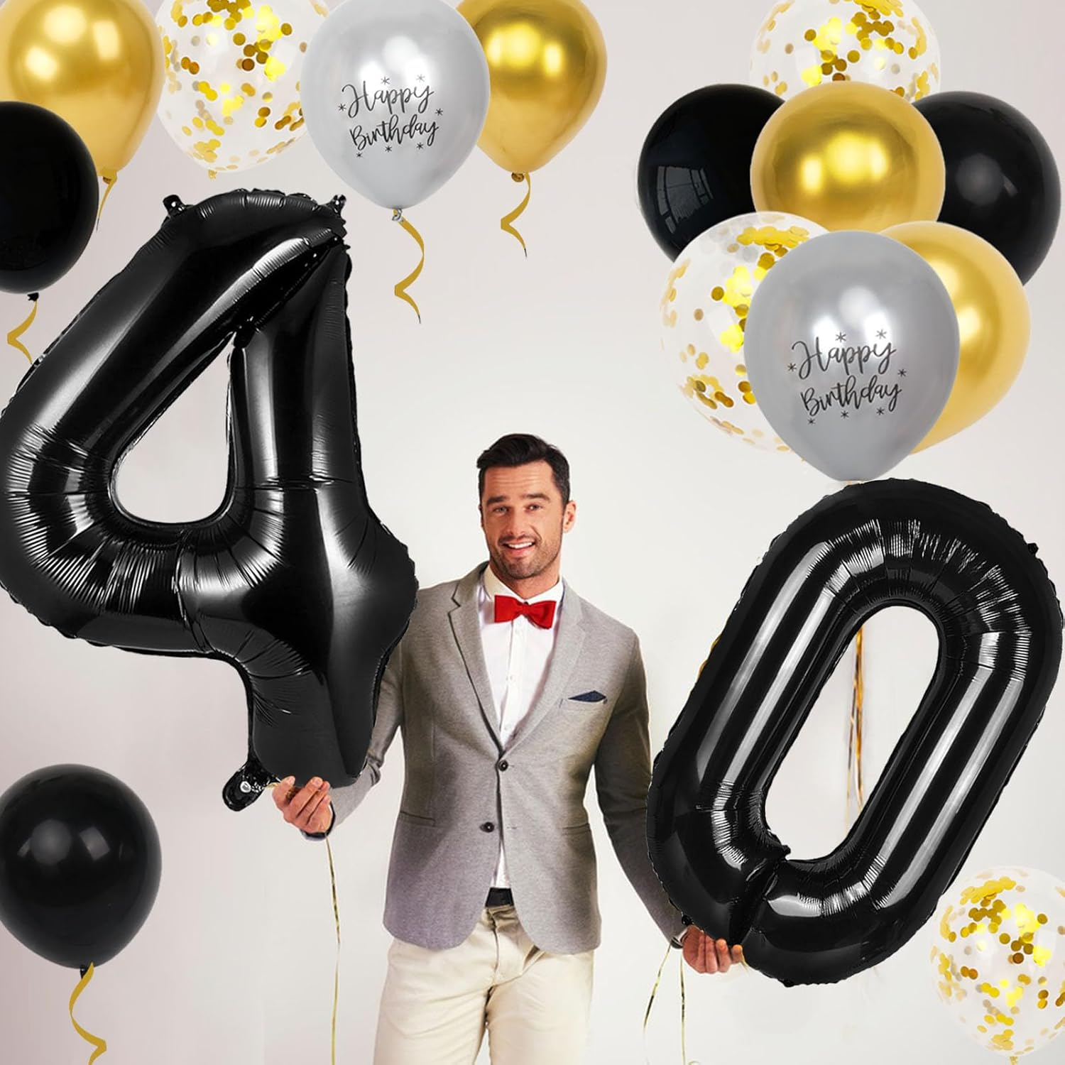40Th Birthday Decorations for Men Women, 40 Inch 40 Balloon Numbers, 18 Pcs 12 Inch 40Th Birthday Decoration Balloons for 40Th Men Women Birthday Anniversary Party Decoration image number 3