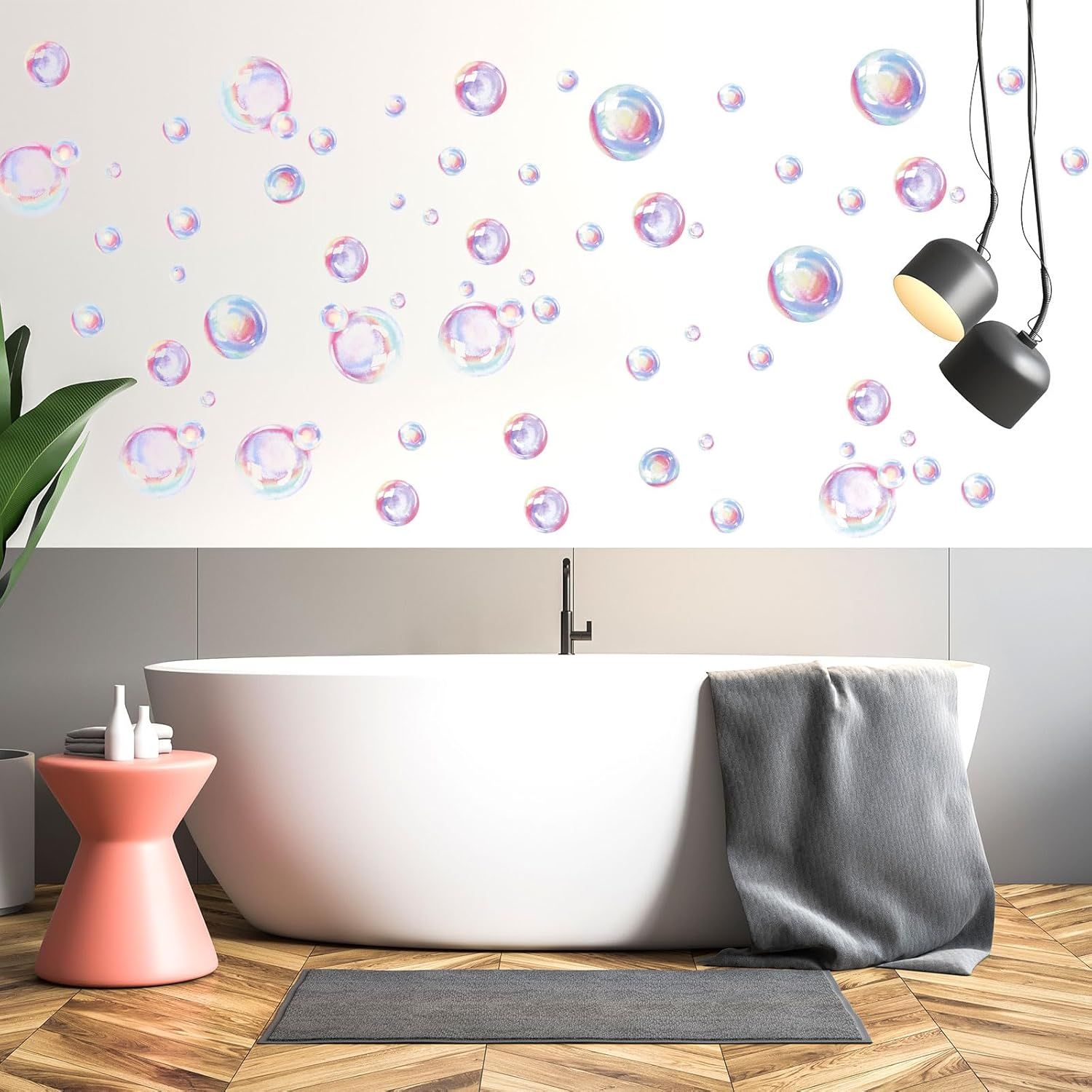 2 Sheets Bubble Wall Decals, Colorful Bubbles Wall Stickers Cutouts Ocean Bubble Wall Stickers under the Sea Birthday Party Decorations for Kids Room Bathroom Wall Mermaid Theme Party image number 5