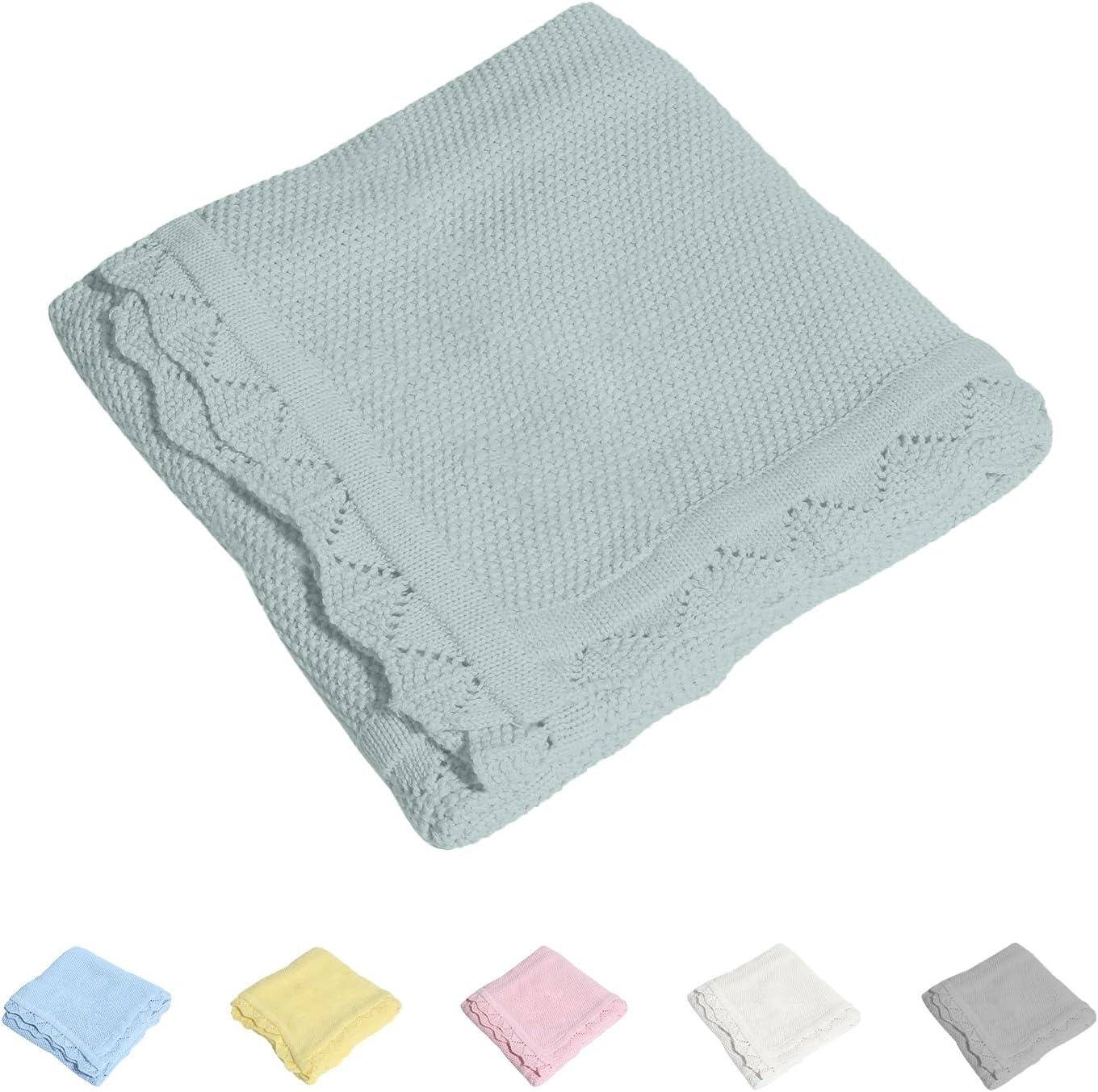 100% Cotton Baby Blanket Knit Lace Soft Warm Toddler Blanket,30 X 40 Inches，White