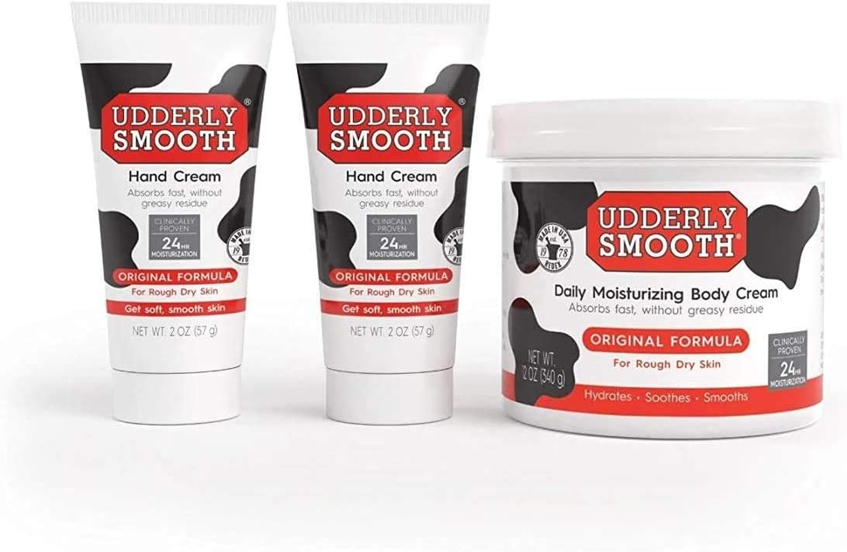 Udderly Smooth 2Oz Tubes & 12Oz Body Cream Jar Bundle, 3 Count