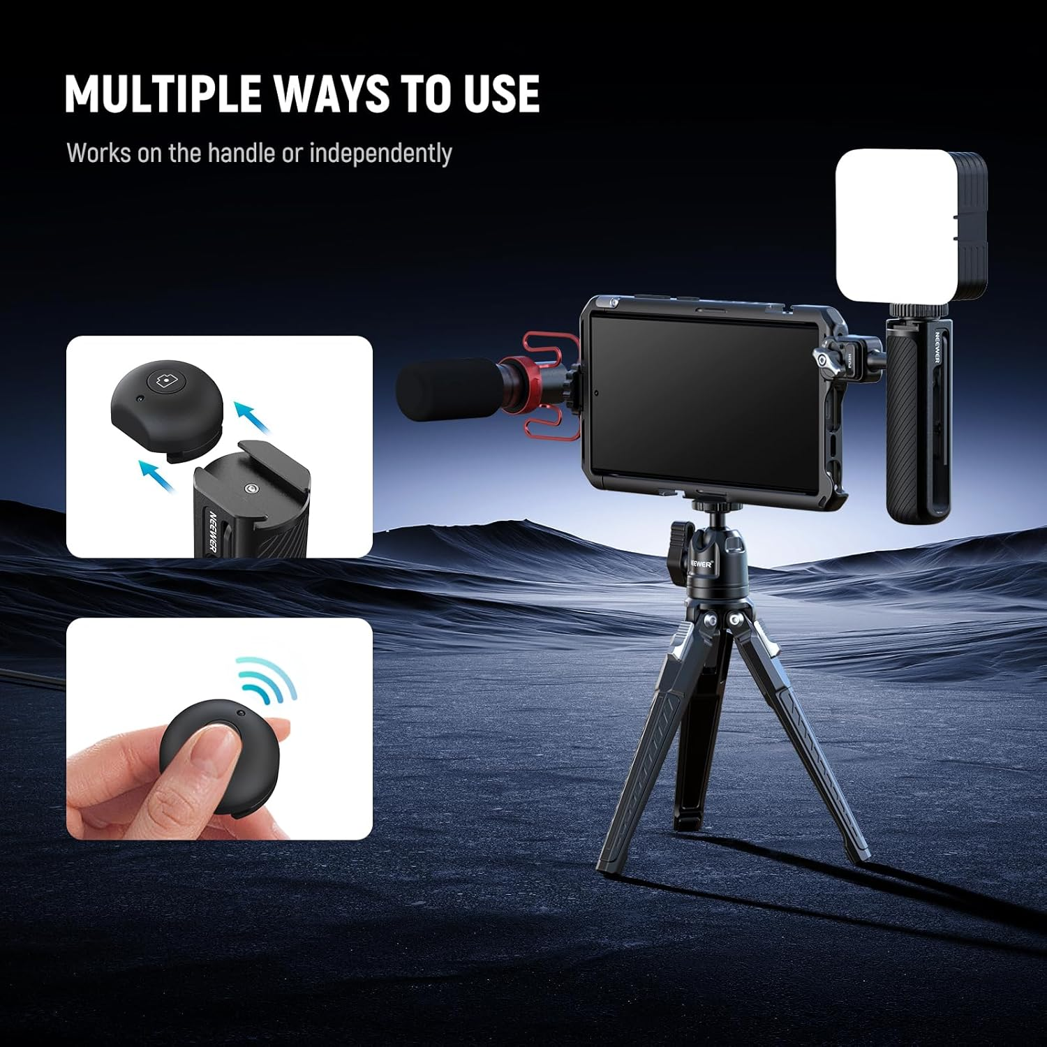 NEEWER Cold Shoe Cover for PA045E Bluetooth Shutter Side Handle Grip (2 Pack), ABS + PC Cold Shoe Protector with CR2032 Replacement Coin Battery and Phillips Screwdriver, RT005E image number 4