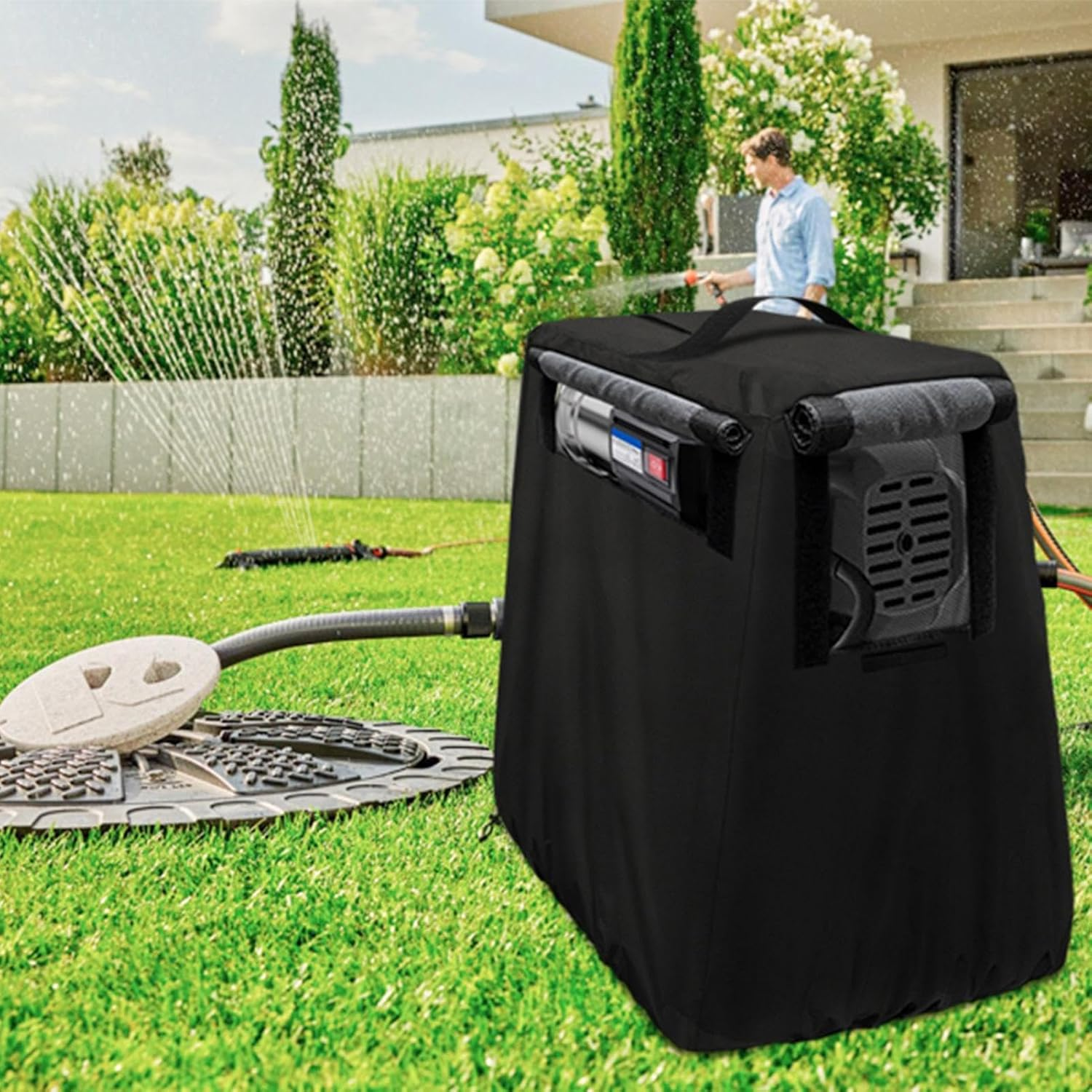 Water Pump Cover - Waterproof Heavy Duty Protector,29 X 19 Inch Well Pump Protective Cover with Handle,For Home Outdoor Garden Backyard Farm Pathway image number 3