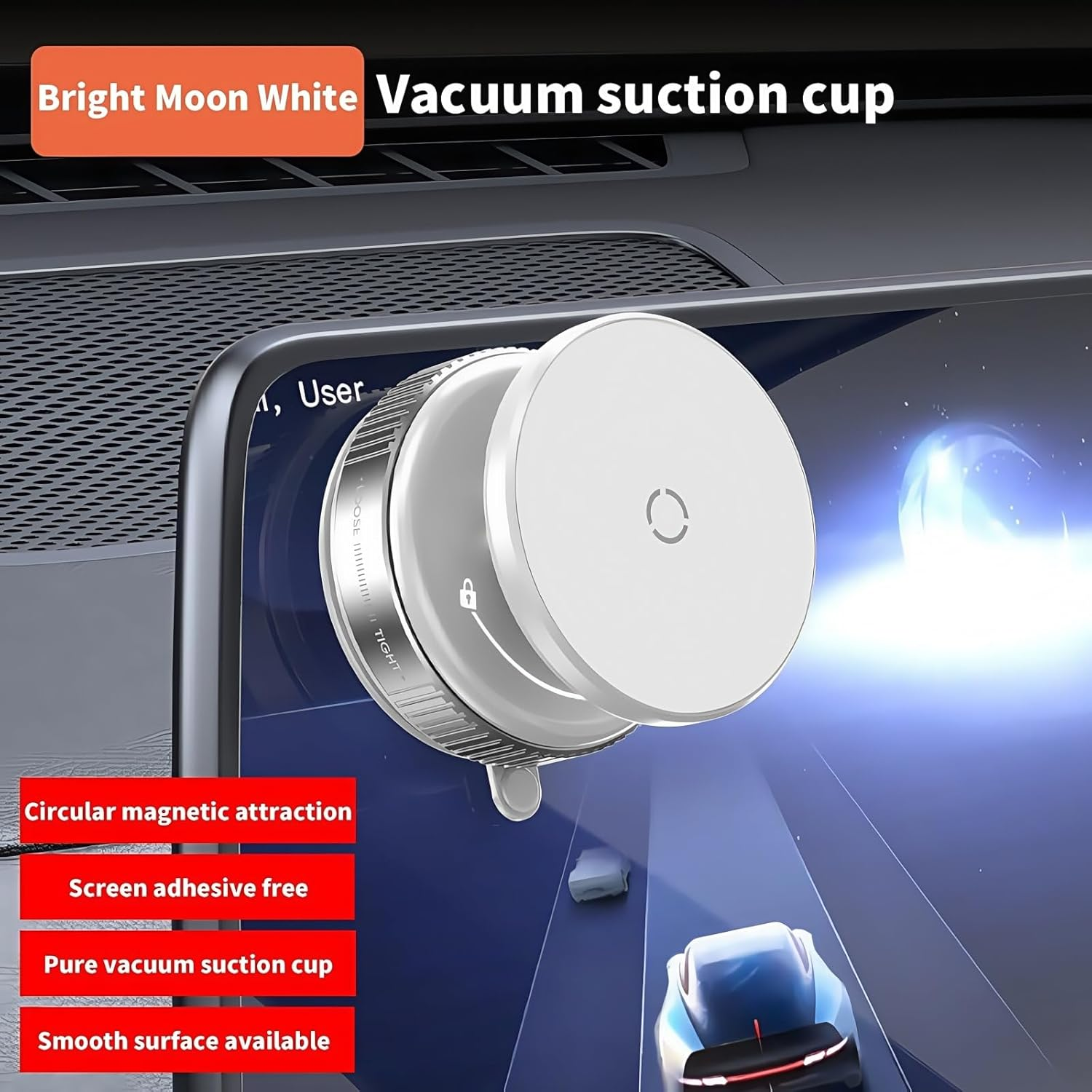 Magnetic Suction Phone Holder, 2025 New Vacuum Magnetic Suction Phone Holder Foldable and Retractable, 360&deg; Stretchable for Car/Gym/Smooth Surface Kitchen Stand Cellphone (Starmoon White) image number 2