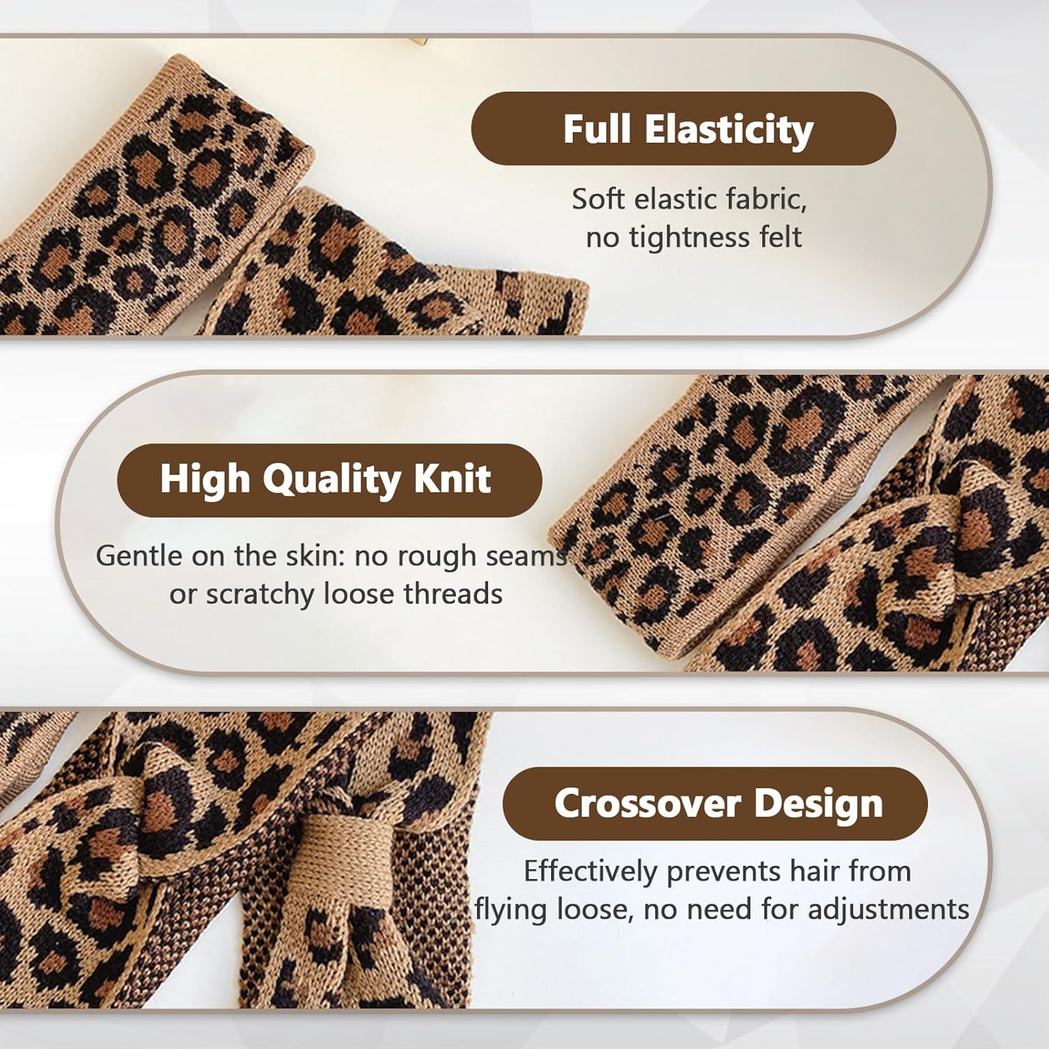 LUMOOM Pack of 2 Women'S Leopard Print Hair Bands, Soft Headband Hair Band Wide, Elastic Headband, Thin Non-Slip Hair Bands for Autumn Winter, Sports & Makeup image number 6