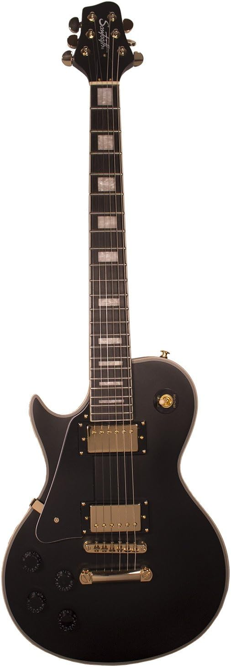 Sawtooth Heritage Series Left-Handed Maple Top Electric Guitar, Satin Black image number 1