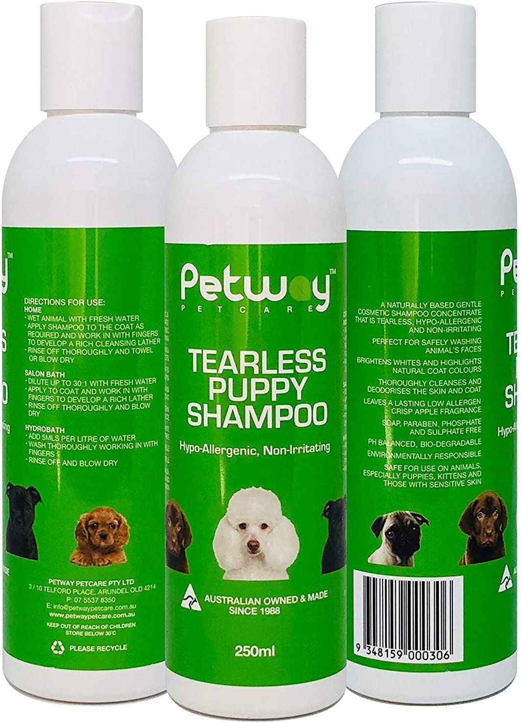 Petway Petcare Tearless Puppy Shampoo for Puppies and Kittens with Sensitive Skin, Hypoallergenic, Brightens and Highlights Natural Coat Colors, Free of Phosphates, Gentle on Puppies Eyes, 250Ml image number 1