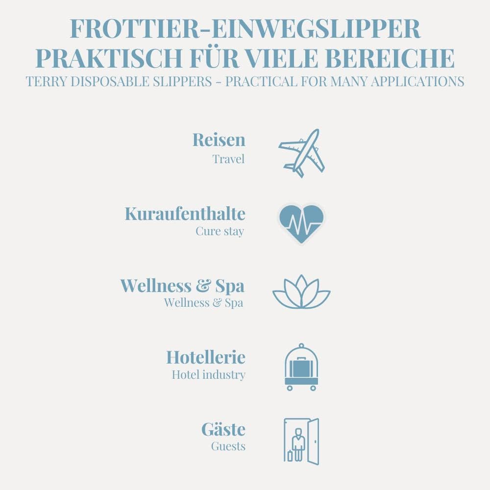 Carenesse 4 Pairs of Hotel Slippers L-XL Closed Practical & Comfortable Disposable Slippers Made of 100% Cotton Terry Towelling Guest Shoes White with Non-Slip Sole Size Approx. 43-44 Lightweight And image number 2