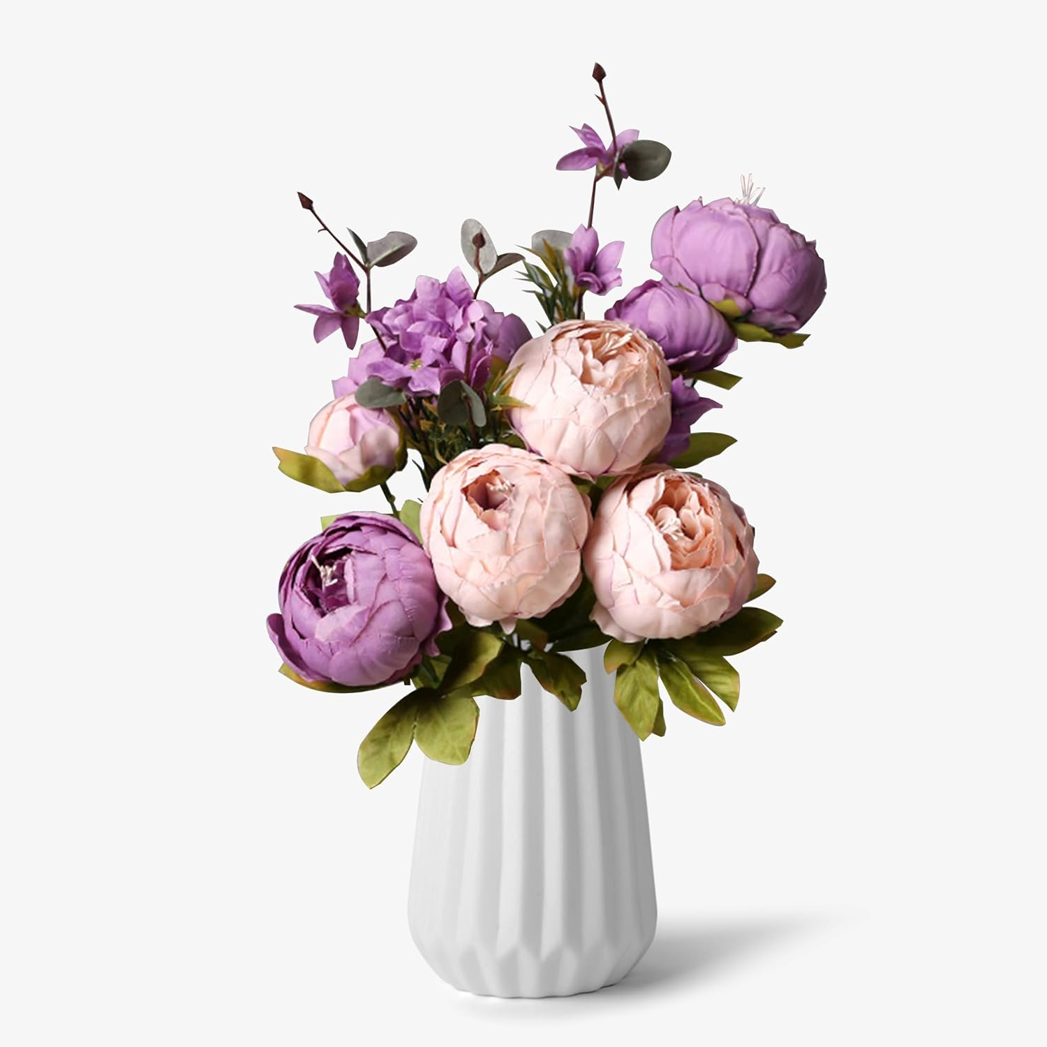 13 Heads Peony Artificial Flowers, Peony Silk Fake Flowers for Wedding Bouquets Decorations Garden Home Party Decor-Purple