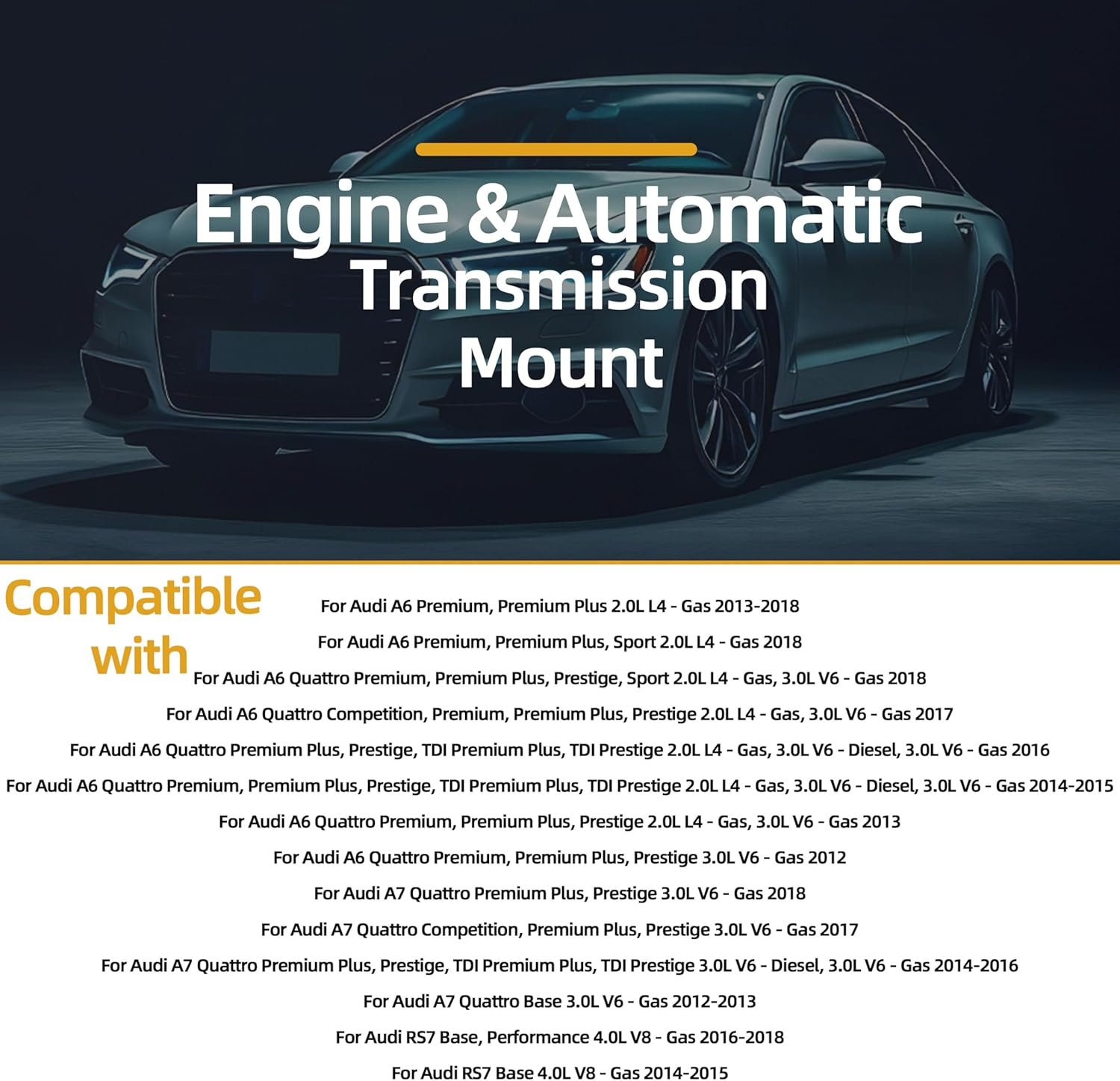 Automatic Transmission Mount Fit for Audi A6 A7 Quattro RS7 2012-2018, Auto Trans Mount Repalcement OE# 4G0399153A, 4M0399153AA, 4G0-399-153-A, 4M0399153Q, 4G0399153S, 4G0399153T image number 6