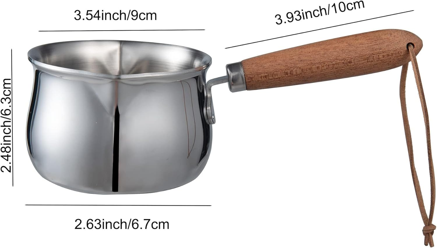 IMEEA Mini Saucepan Milk and Butter Warmer - 8.5Oz/250Ml Tri-Ply Stainless Steel with Wood Handle for Small Portions image number 3