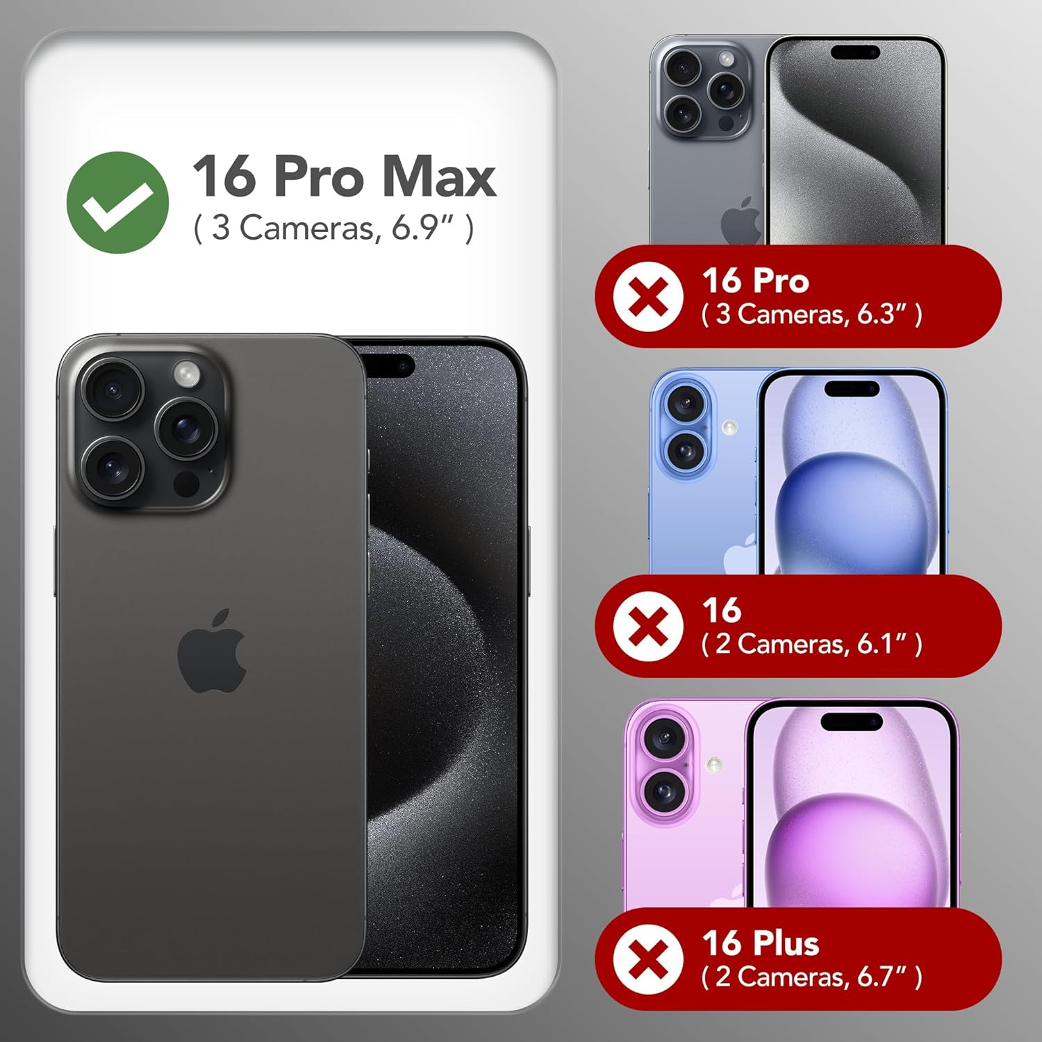 GONEZ Magnetic for Iphone 16 Pro Max Case, Compatible with Magsafe, Liquid Silicone Case, with Screen Protector + Camera Protector, Full Body Protective Shockproof Phone Cover 6.9", Stone - Black image number 5