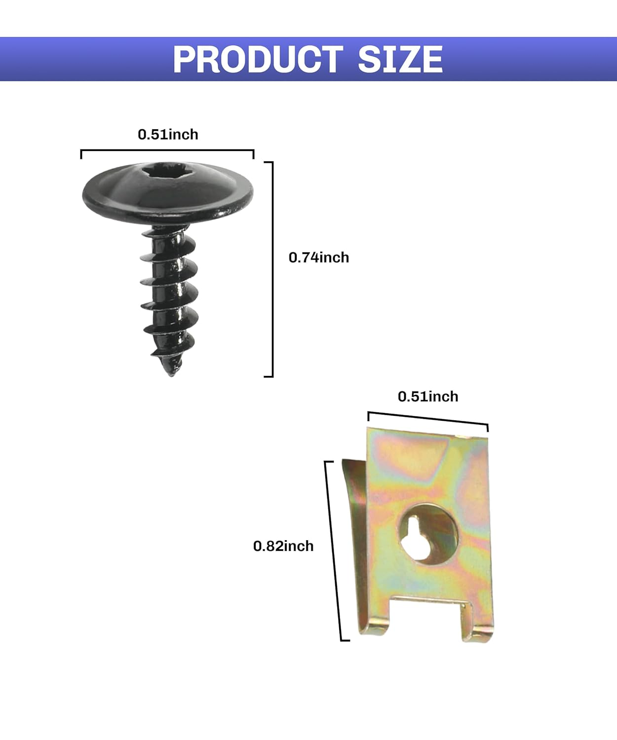 Bylikeho Bumper Clips,Car Accessories U Clips,Automotive Clips U Nut Clips,10 Sets Fender Liner Splash Shield Bumper Cover Screws,Automotive U Nut and Screw Clip Replacement,Replace #N90974701 image number 2