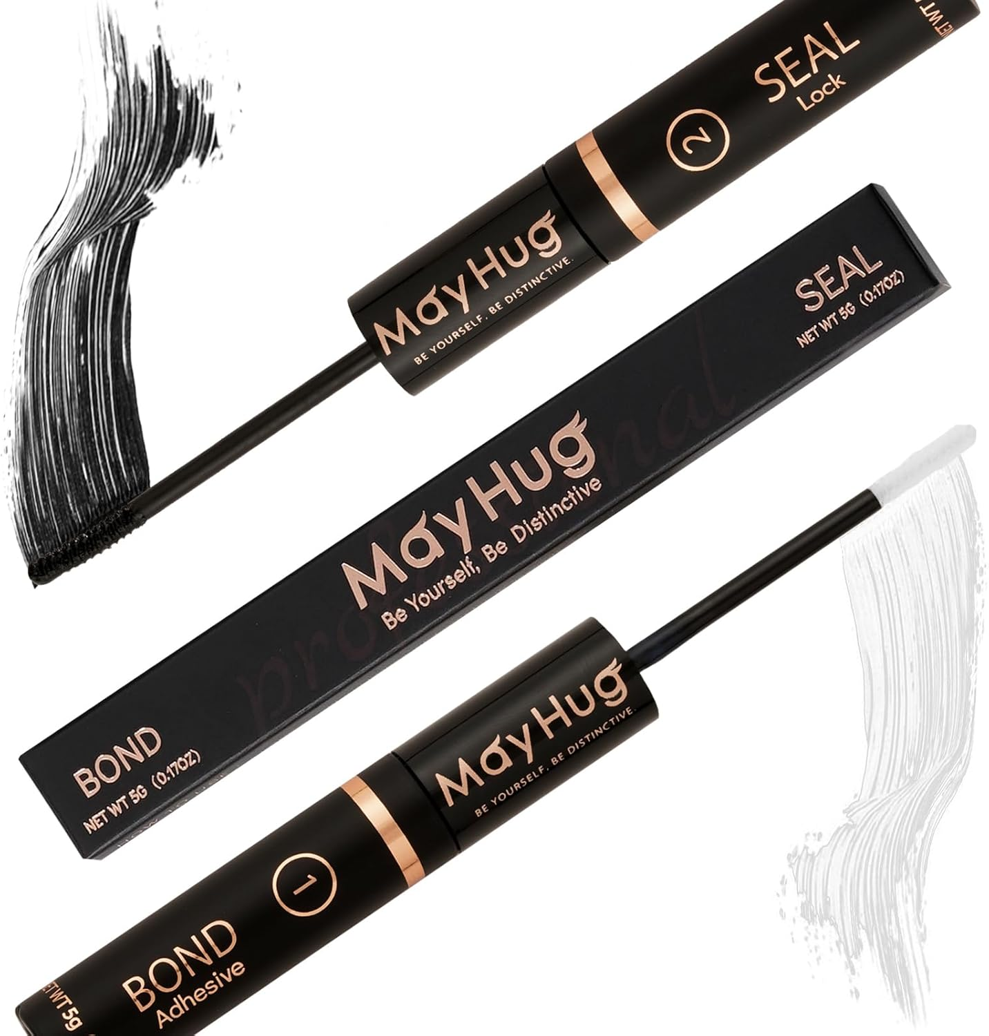 Mayhug Lash Bond and Seal, 2 in 1 Lash Glue Long Lasting Strong Hold, 10Ml Lash Bond and Seal Waterproof Lash Cluster Glue for DIY Lash Clusters, Gentle Lash Glue (Black) image number 2