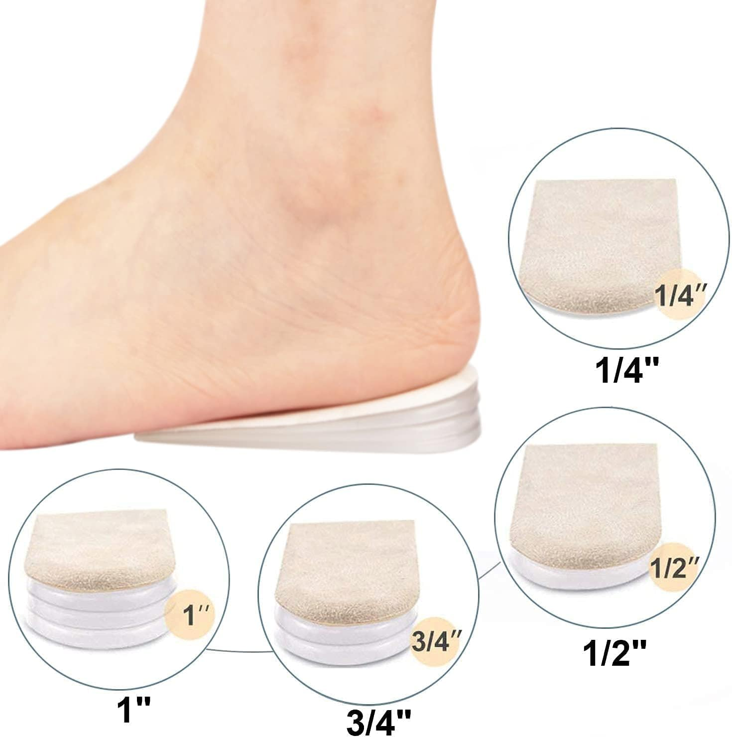 Adjustable Orthopedic Heel Lift Inserts, Gel Heel Pads, Height Increase Insole for Leg Length Discrepancies, Heel Spurs, Heel Pain, Sports Injuries, and Achille Tendonitis (White, 40-45) image number 2