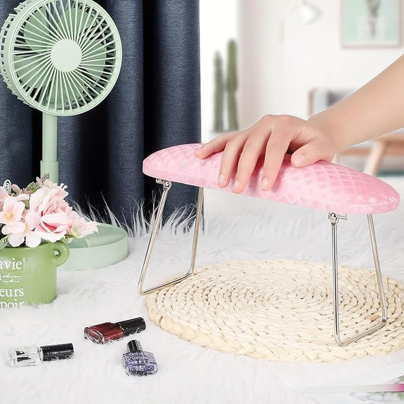 WOYAODONG Nail Arm Rest Microfiber Leather Nail Pillow Hand Rest Leather Manicure Pillow Stainless Steel Stand Nail Cushion Nail Art Hand Pillow Nail Arm Holder for Women Girls Nail Art Decoration (Pink) image number 6