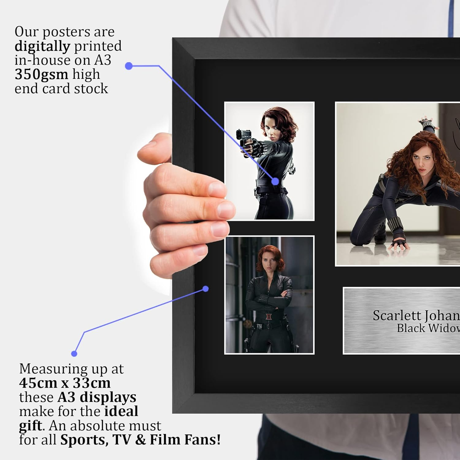 HWC Trading FR A3 Scarlett Johansson Black Widow Avengers Gifts Printed Signed Autograph Picture Display for Movie Memorabilia Fans - A3 Framed image number 4