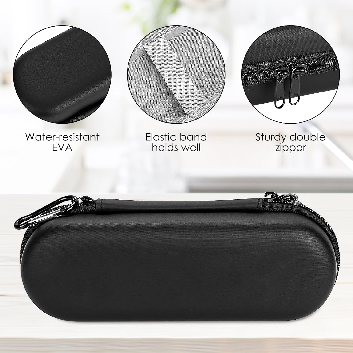 Electric Toothbrush Travel Case, EVA Hard Storage Case with Toothbrush Covers Caps, Compatible with Oral B Pro 1000, 2000, 3000, 3500, 7000, Philips Sonicare Protectiveclean (Black) image number 6