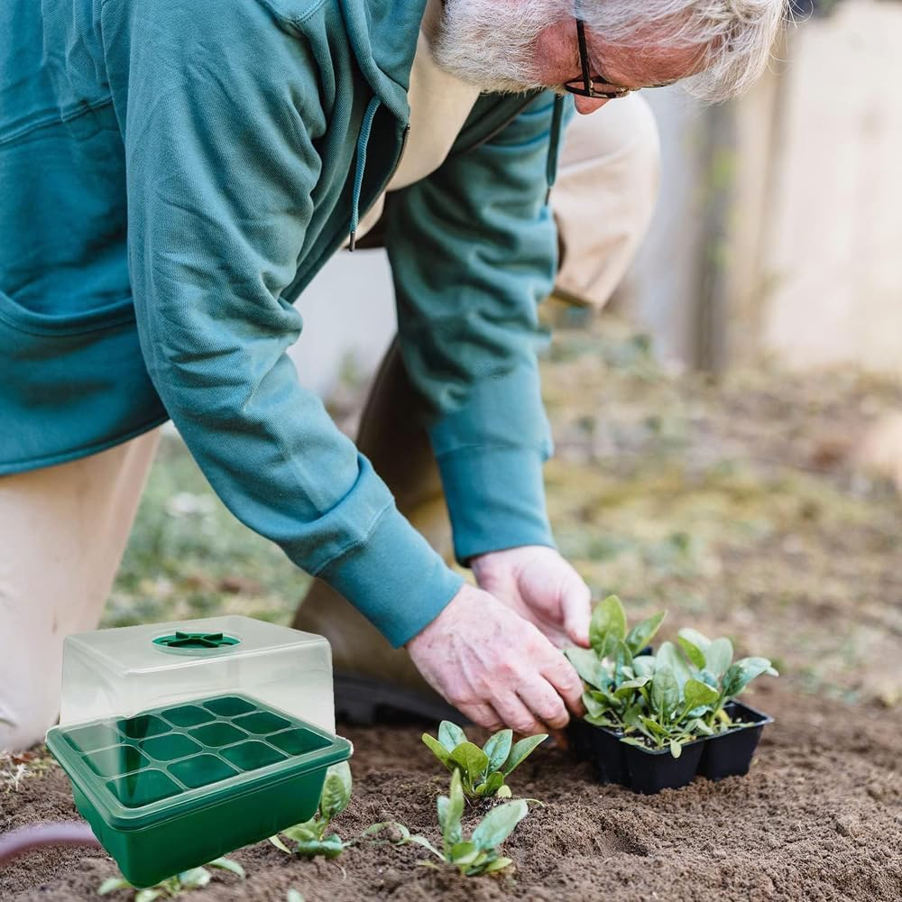 Cells Seed Starter Tray, 5-Set Seed Starter Tray Kits, Reusable Plant Germination Trays with Humidity Lid, Base Mini Greenhouse Germination Kit for Seeds Growing Starting image number 1