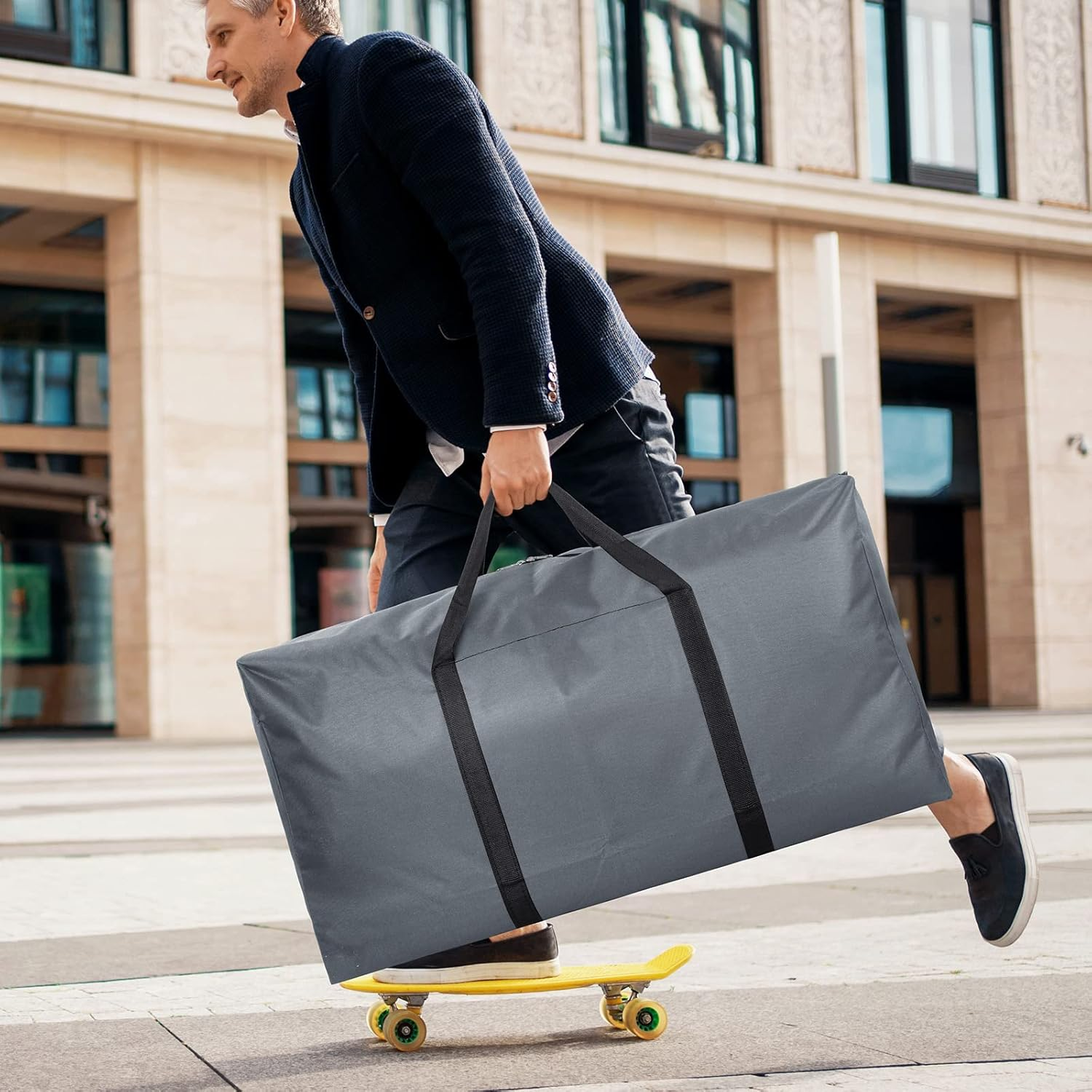 4 Pack 110L Extra Large Travel Duffle Bag, Foldable Waterproof 600D Oxford Cloth Heavy Duty Holdall Bags for Men Women, Strong Moving Boxes for House, Luggage Bags, Grey, XL, Travel - Brown image number 4