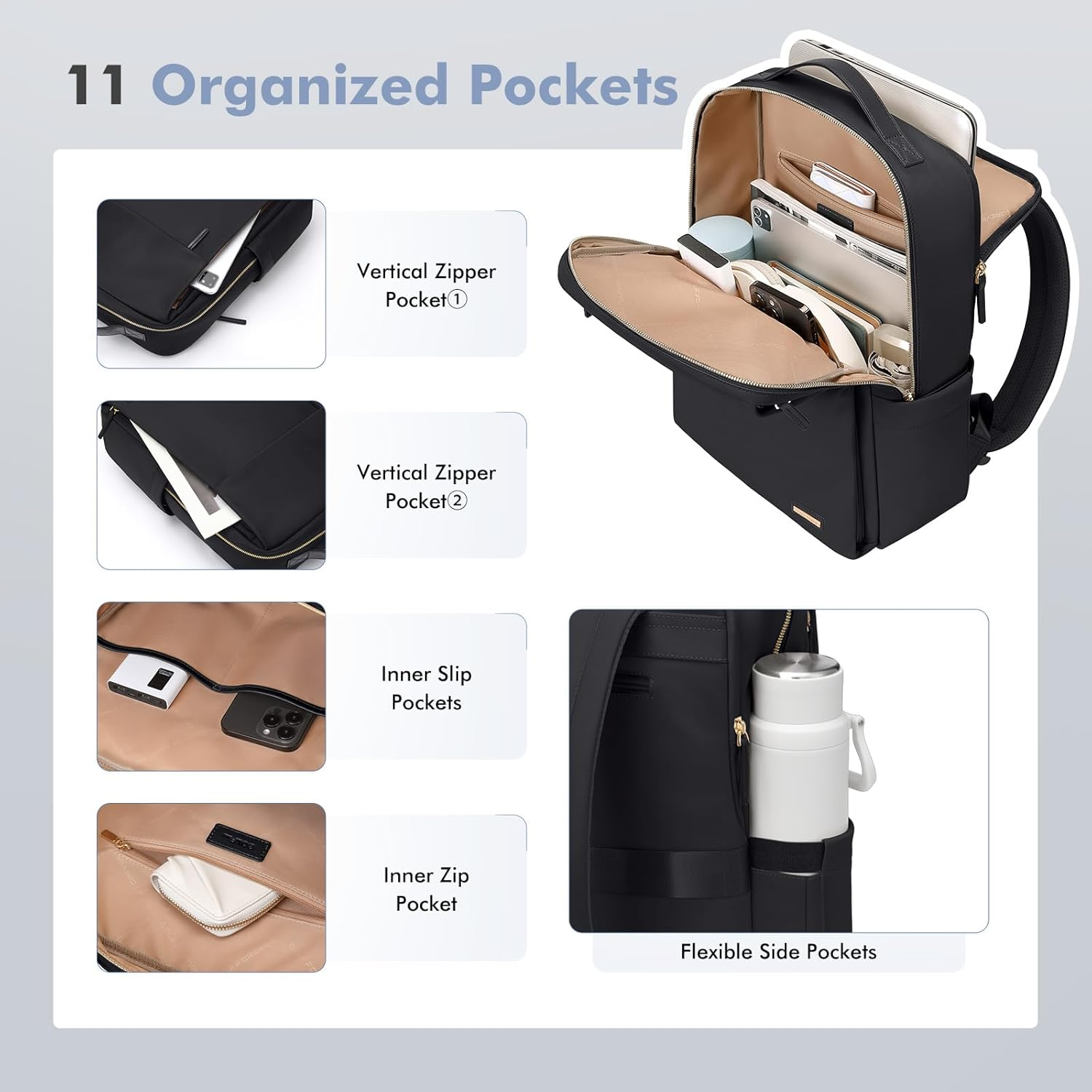 Women'S Laptop Travel School Backpack 15.6 Inch with Laptop Compartment, Waterproof Multifunctional Casual Daypack, School Bags, Work Bag, Teacher Bag for University, Office