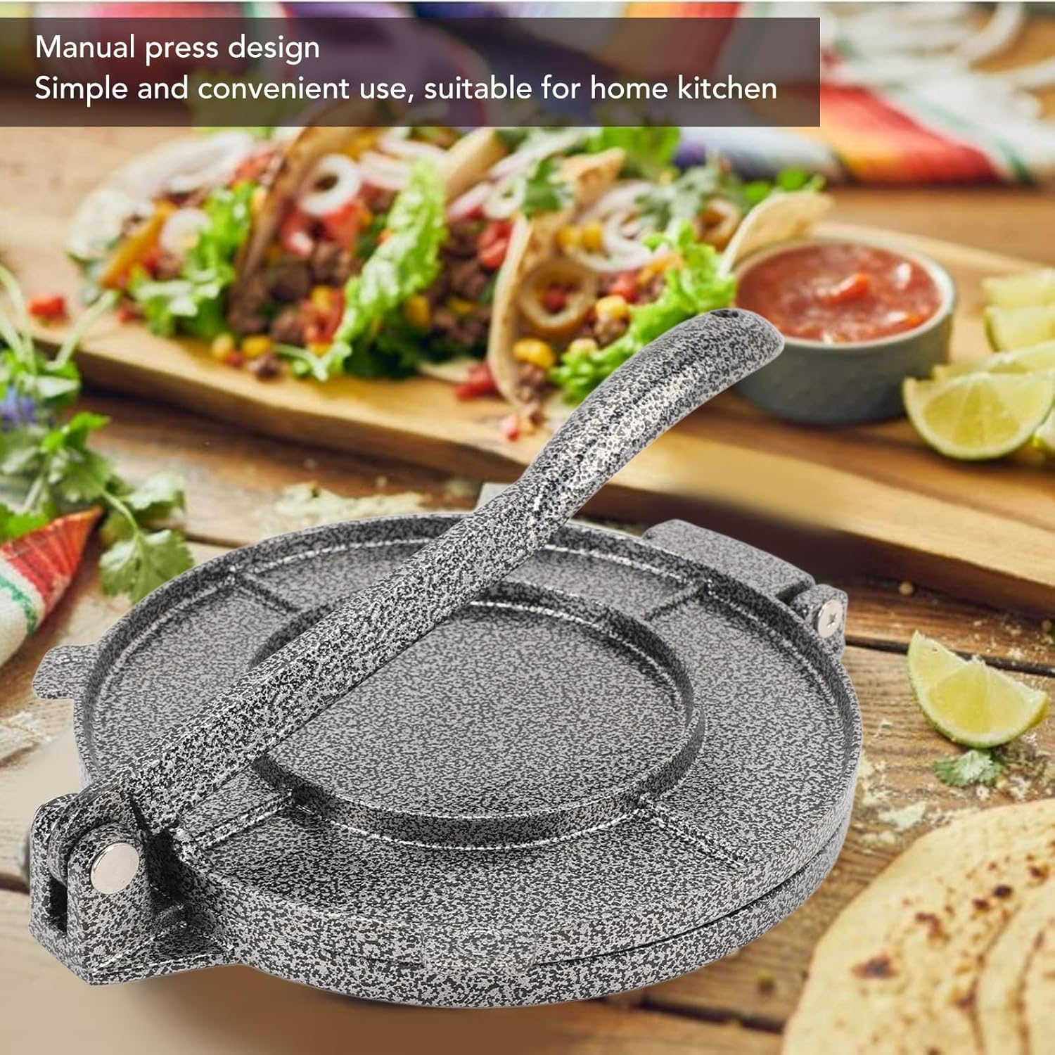 Tortilla Press, 6.3 Inch Commercial Grade Tortilla Maker Press, Heavy Duty Aluminum Alloy Roti Maker Dough Maker for Homemade Flatbreads, Rotis, Empanadas, Flour Tortilla image number 5