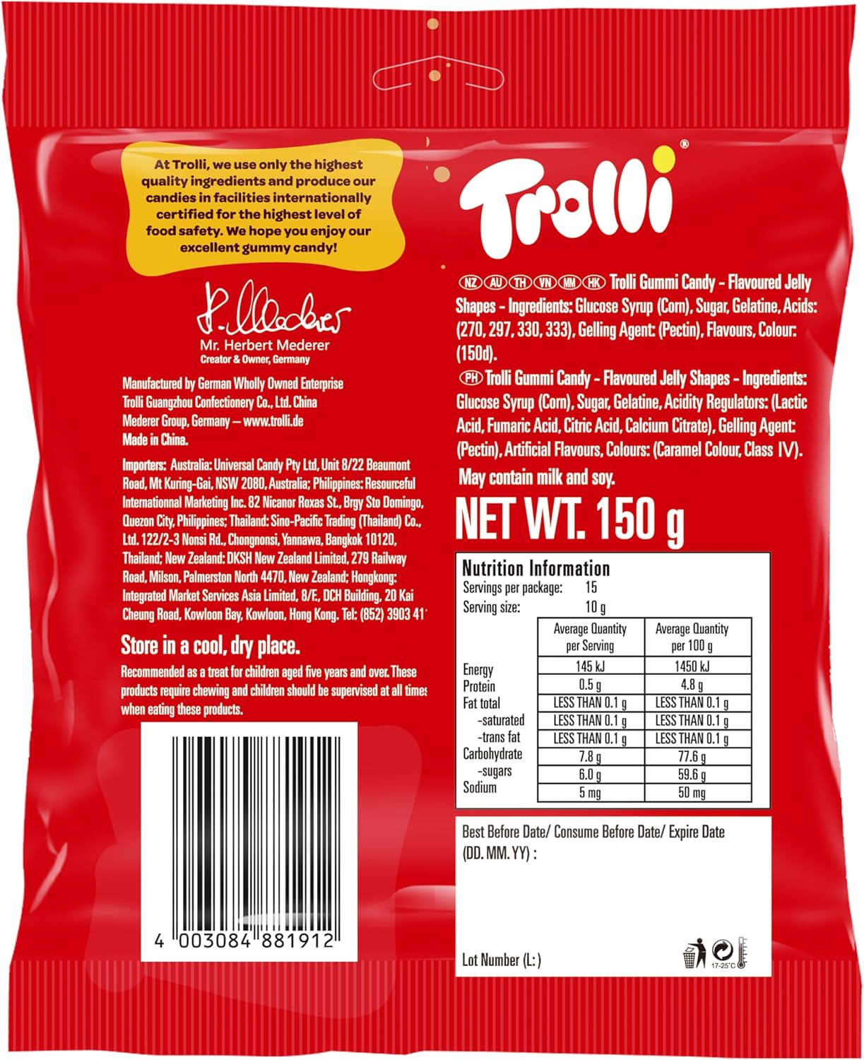 Trolli Sour Cola Bottles Gummi Candy 150 G image number 3