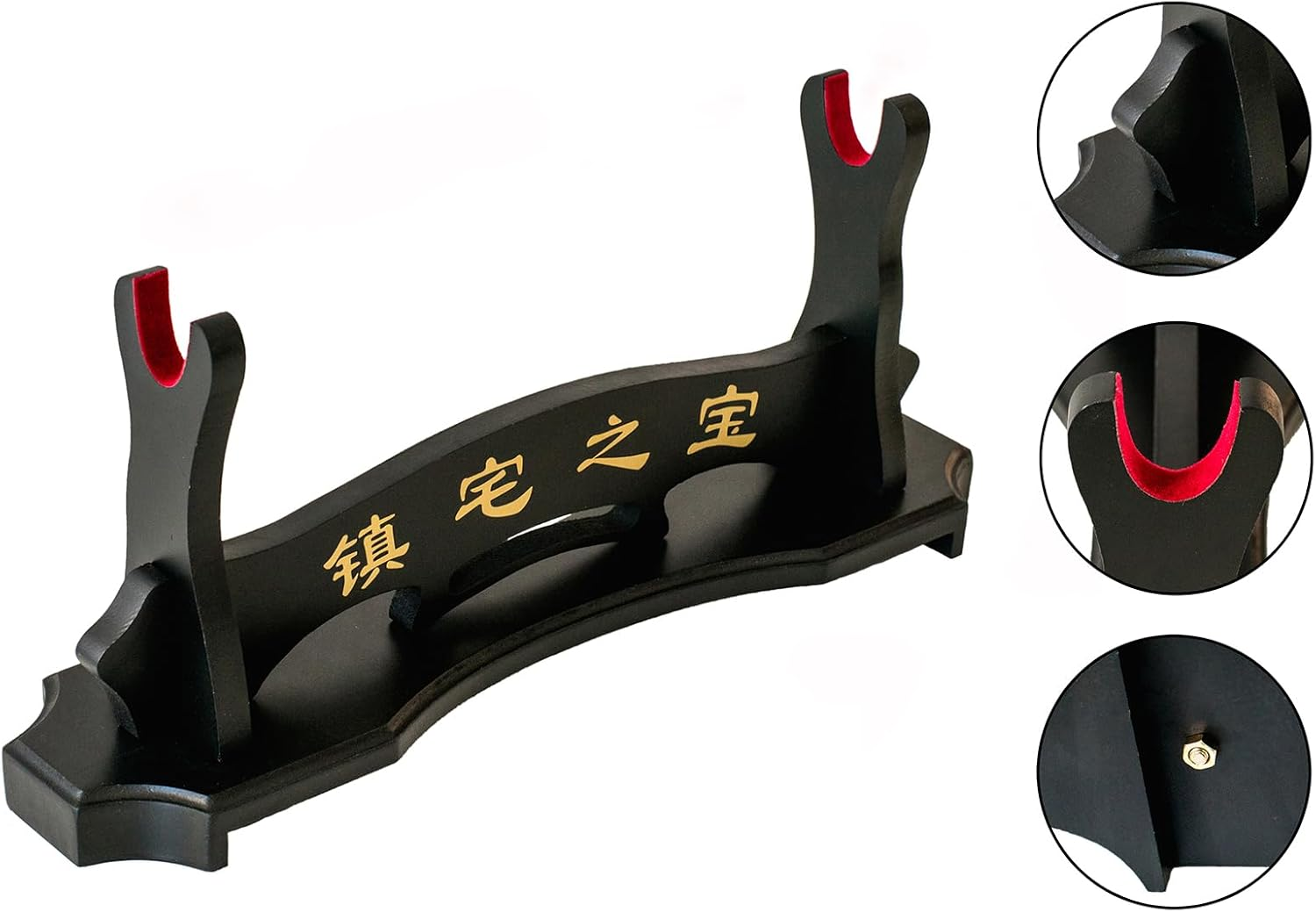 FOXSMZZ Sword Holder Samurai Sword Stand Display Katana Wakizashi Tanto Velvet Padded Wall Hanger Sword Rack (1 Tier) image number 6