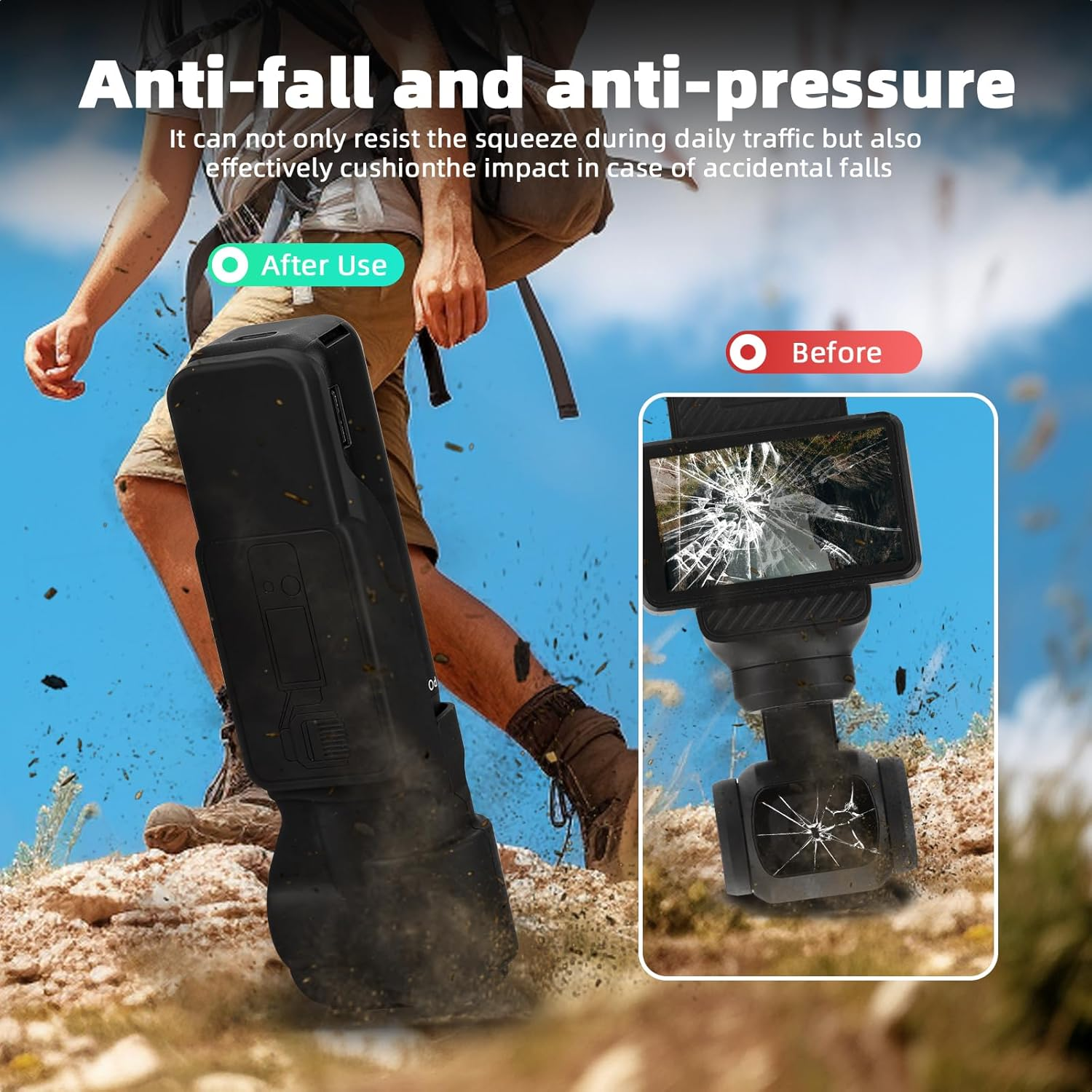 BRDRC Pocket 3 Protective Cover Case, Gimbal Lens Cap Screen Protector for DJI Osmo Pocket 3 Creator Combo Accessories (Black) - Blue image number 4