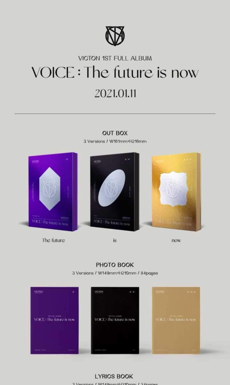 Victon Voice : the Future Is Now 1St Album Is Version Cd+84P Photobook+24P Lyrics Book+1P Bookmark+1P Pop-Up+1P Photocard+1P Voice Card+1P Film+Message Photocard Set+Tracking