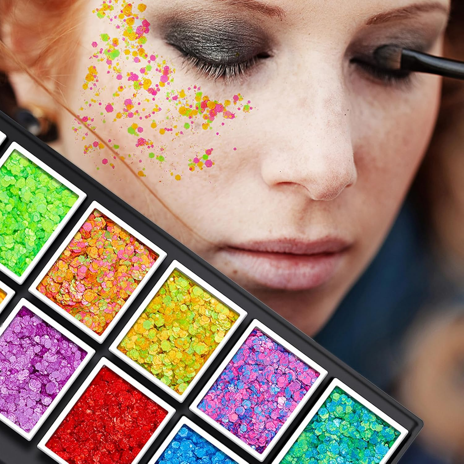 Namolit Solid Sequins Large Capacity Makeup Palette Stage Makeup Glitter Gel Body Painting Eyeshadow 1 image number 1