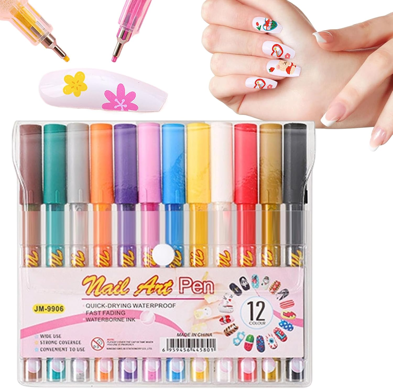 Qkbuza Nail Polish Pens for Kids,12 Colors Acrylic Paint | Quick-Drying Gel Nail Pens | for Daily Party Wedding Holiday Spring Summer Halloween Girls Teens image number 5