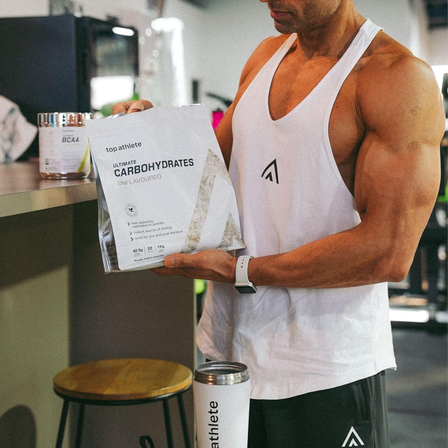 Top Athlete Ultimate Carbohydrates Powder | Unflavoured Vegan Pre Workout & Post Workout Energy Drink Powder | Preworkout Carbs for Endurance & Recovery, Gluten Free Additive‑Free | 1KG