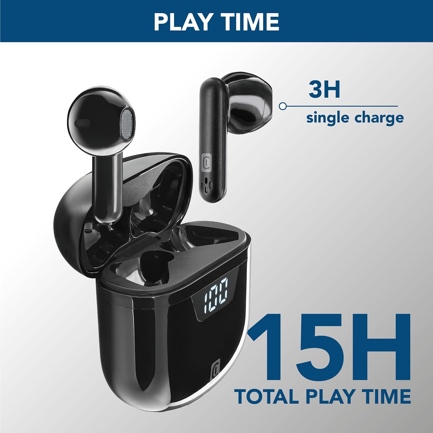 Cellularline | Seek - Universal | Cuffiette Auricolari Bluetooth 5.0 Hifi Stereo Con Custodia Di Ricarica - Autonomia Totale Di 15 Ore - Ricarica 2 Ore - Portata 10 Mt - Universal - Nero image number 4